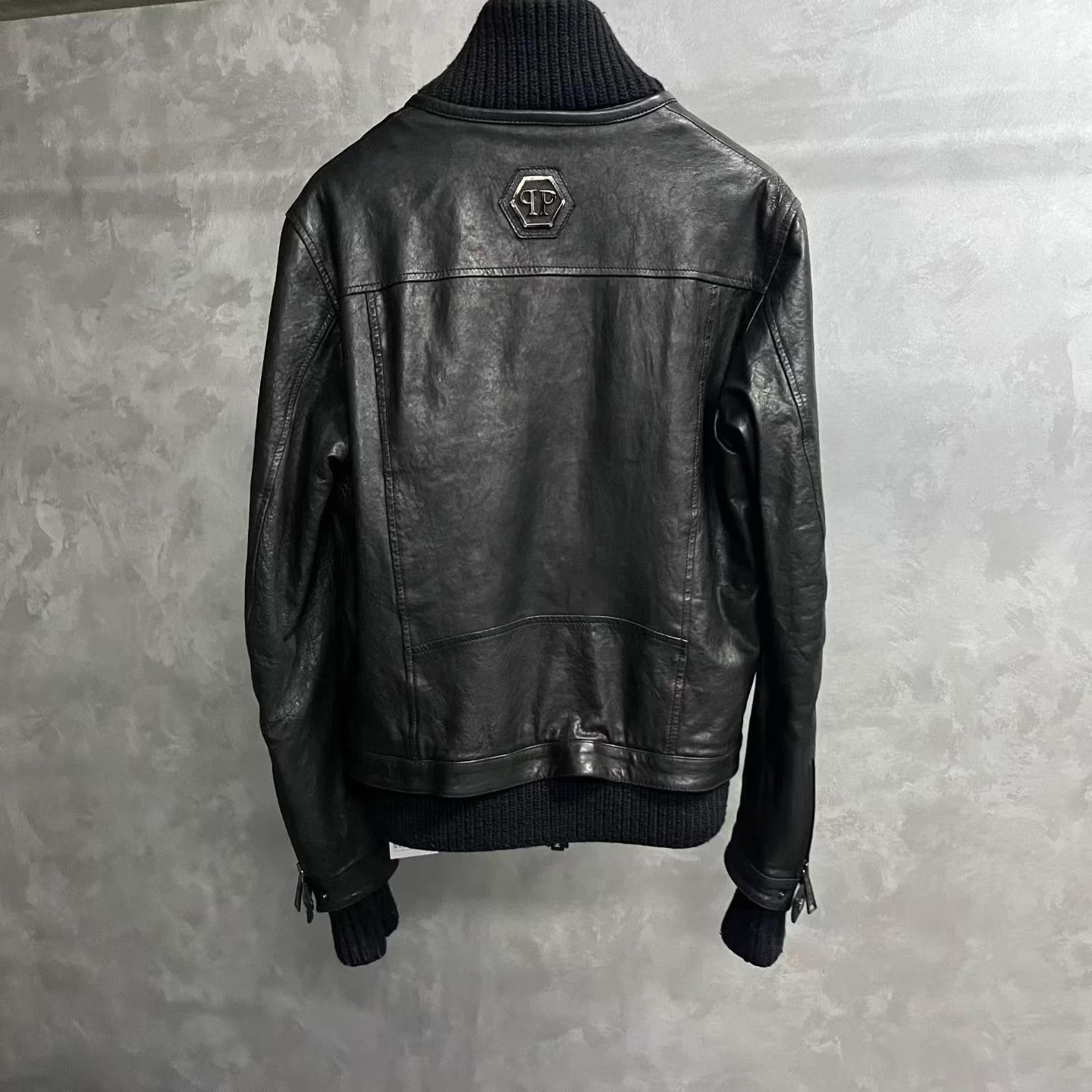 Philipp Plein Philipp Plein Men's Black Stand Collar Leather Jacket L Size US L / EU 52-54 / 3 - 2 Thumbnail