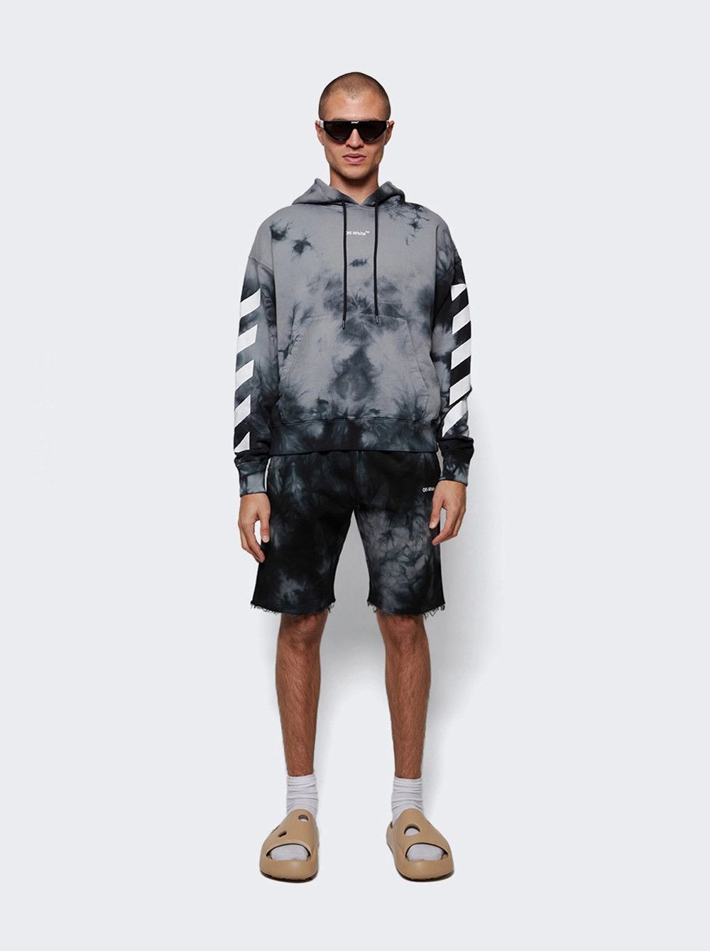 Off-White o1in1s1024 Q:1 / Diag Tie Dye Sweatshorts in Warm Grey Size US 32 / EU 48 - 2 Thumbnail