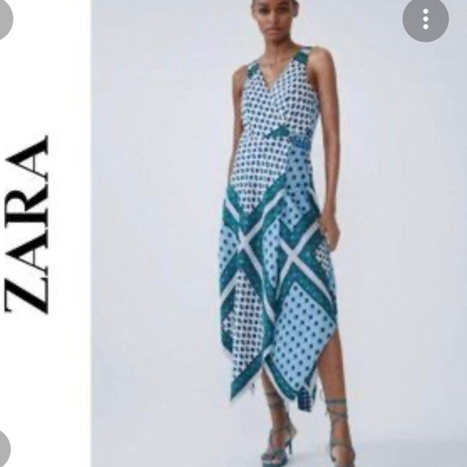 Zara Zara Hanky Scarf Bandana Assymetrical Wrap Midi Dress Blue Size XS / US 0-2 / IT 36-38 - 2 Thumbnail