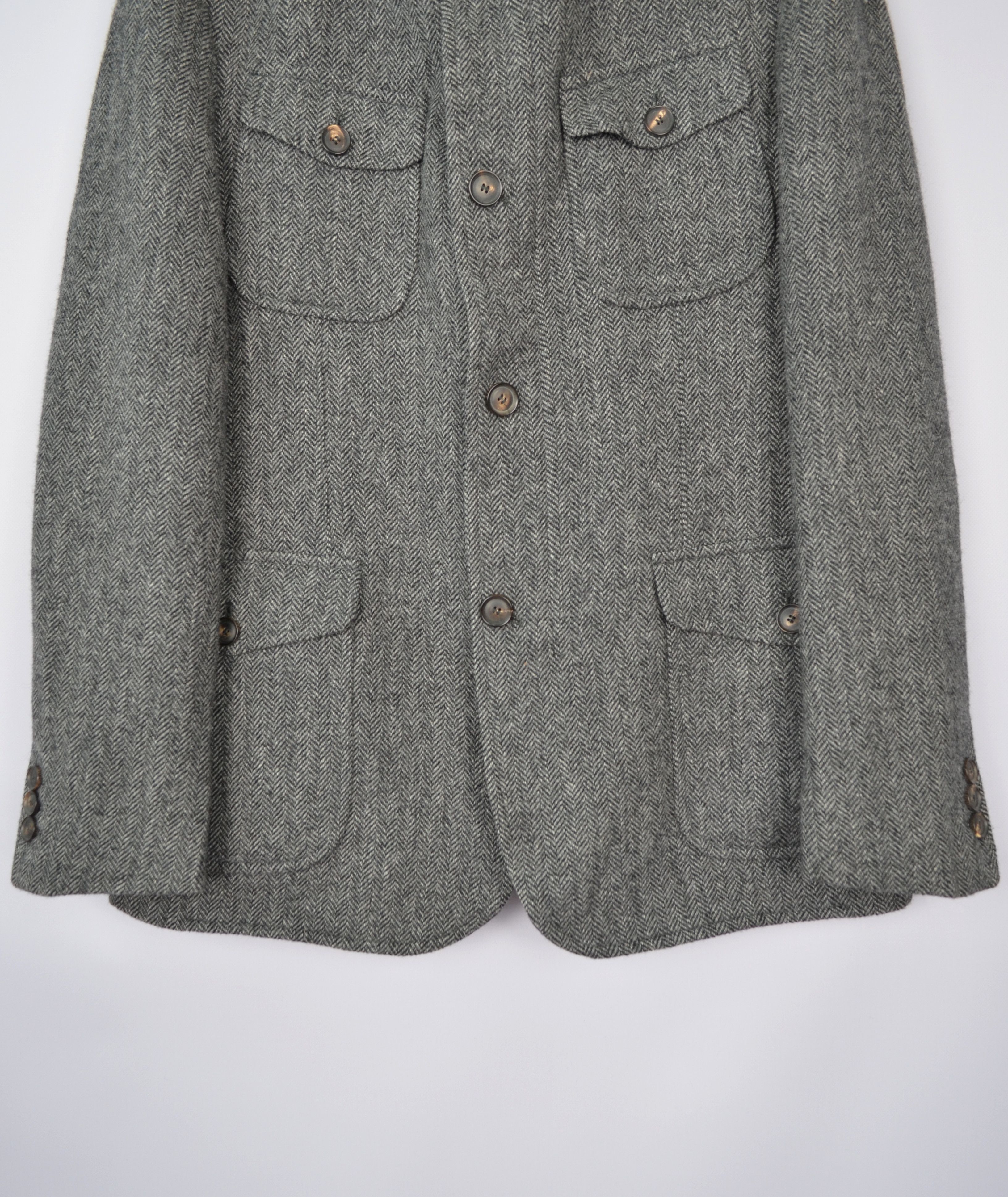 Designer Seventy Venezia Herringbone Yorkshire Tweed Wool Coat Jacket Size US M / EU 48-50 / 2 - 3 Thumbnail