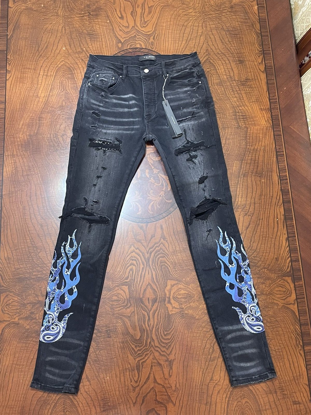Amiri AMIRI BANDANNA FLAME JEAN MPRH093 Size US 33 - 1 Thumbnail