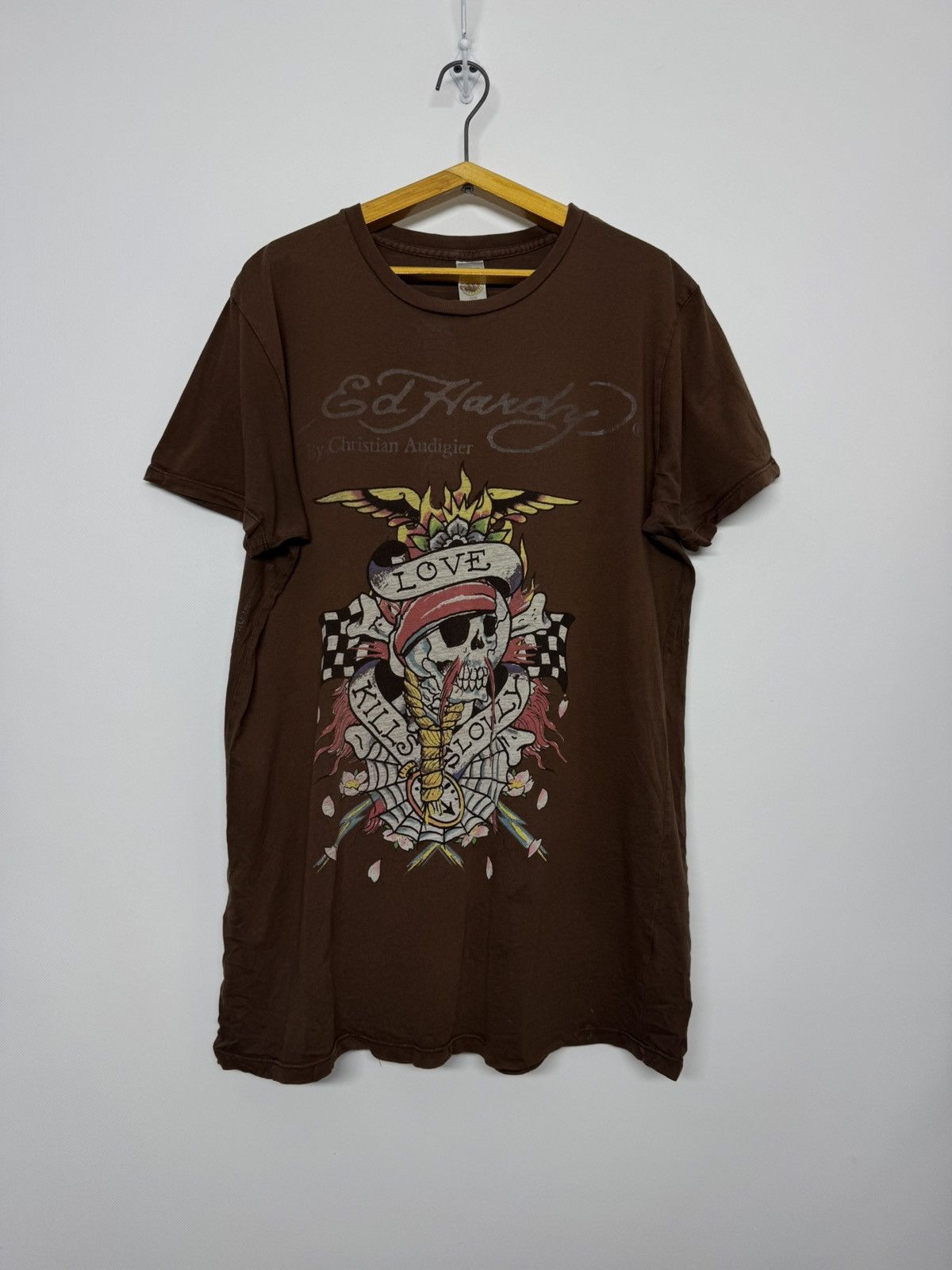 Ed Hardy Ed Hardy Christian Audigier Skull Tatto Brown T-shirt Size US L / EU 52-54 / 3 - 3 Thumbnail