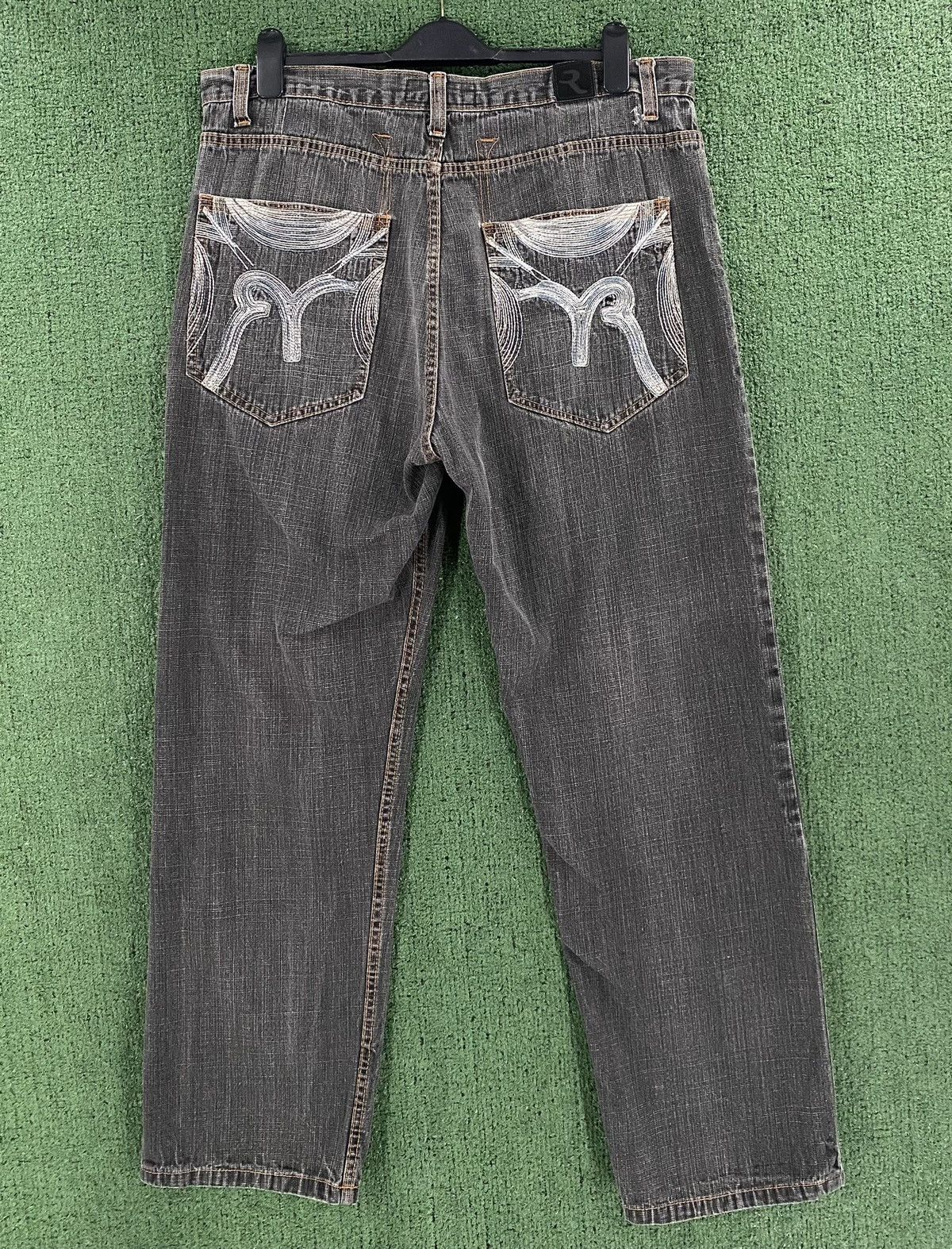 Other Vintage Y2K Refuse Embroidered Baggy Black Jeans Mens 38x31 Size US 38 / EU 54 - 1 Thumbnail