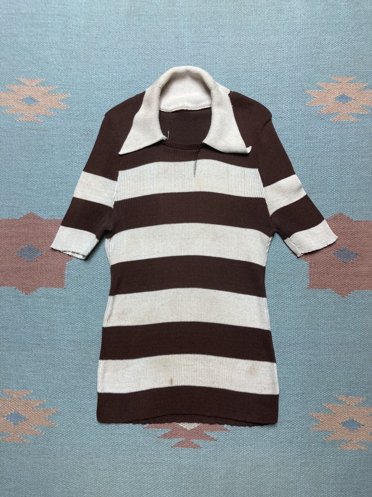 Vintage 70s ribbed t shirt striped sweater dagger women’s S baby tee Size S / US 4 / IT 40 - 1 Thumbnail