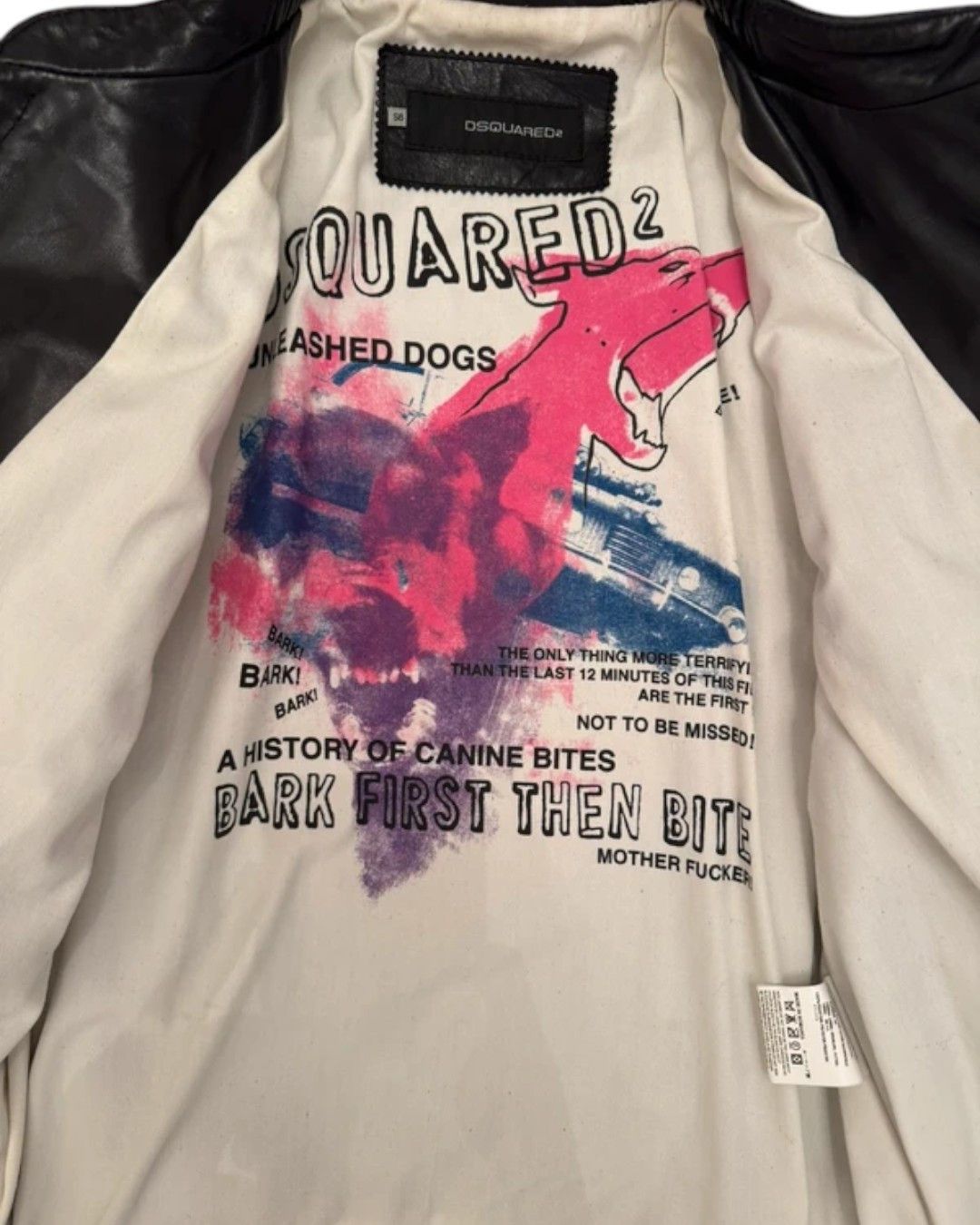 Dsquared2 UNLEASHED DOGS LEATHER BIKER BOMBER JACKET Size US XL / EU 56 / 4 - 3 Thumbnail