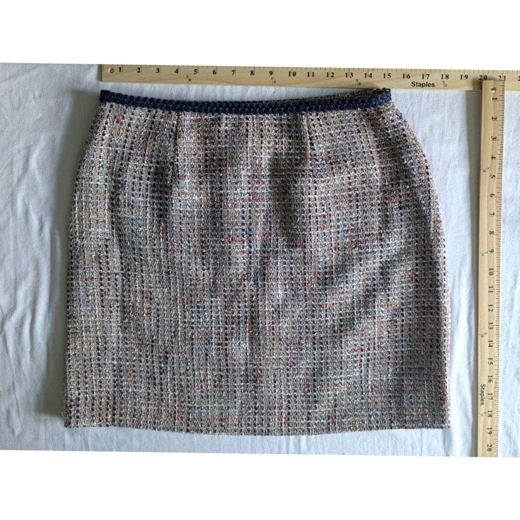 Loft VINTAGE Loft Tweed Skirt Women Size 6 Pockets Navy EUC Size 28" / US 6 / IT 42 - 2 Thumbnail