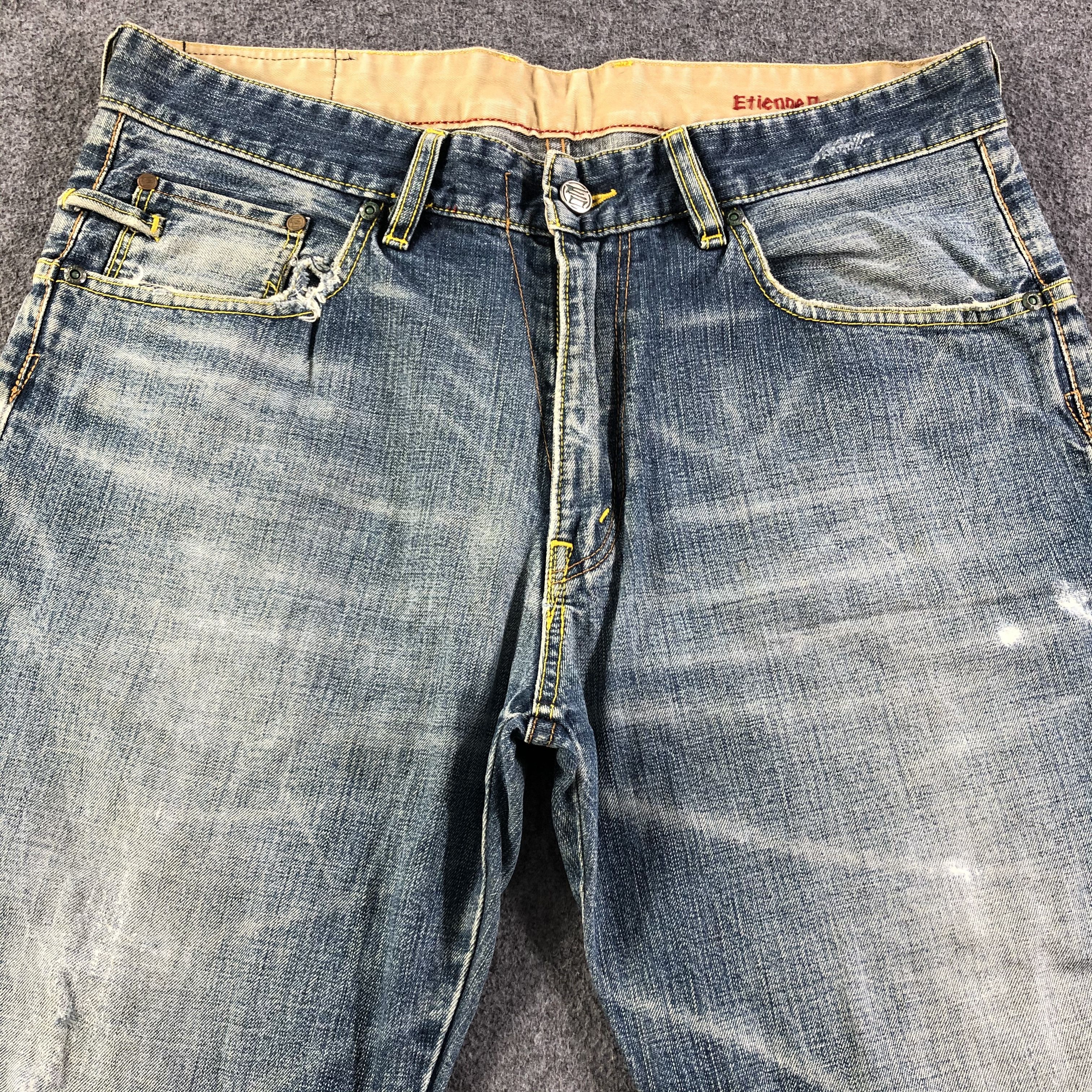 Japanese Brand Etienne Ozeki Jeans Faded Blue Denim -J2733 Size US 35 - 3 Thumbnail