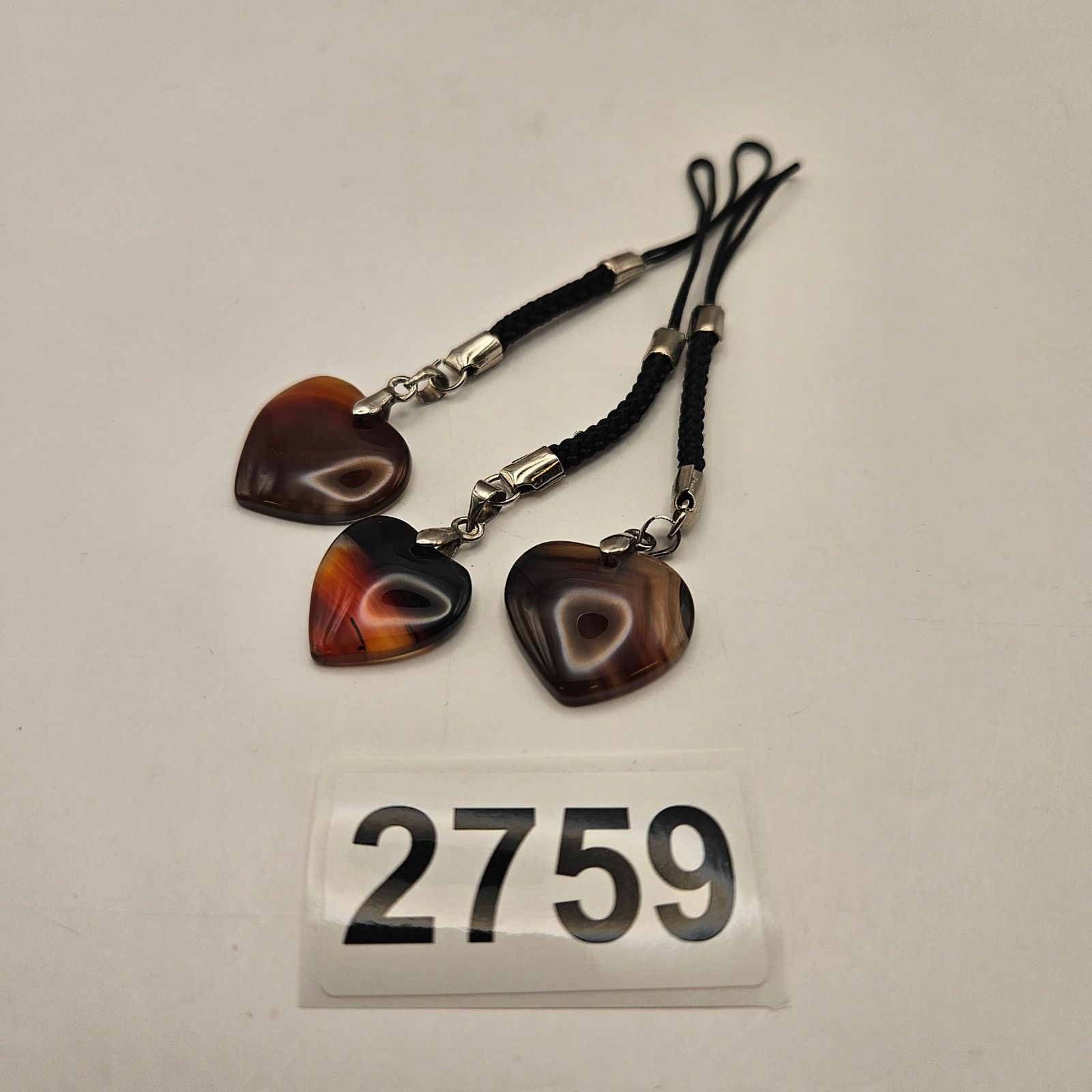 Other LOT OF 3 BANDED AGATE HEART PENDANT CHARMS BROWN KEYCHAINS Size ONE SIZE - 2 Thumbnail