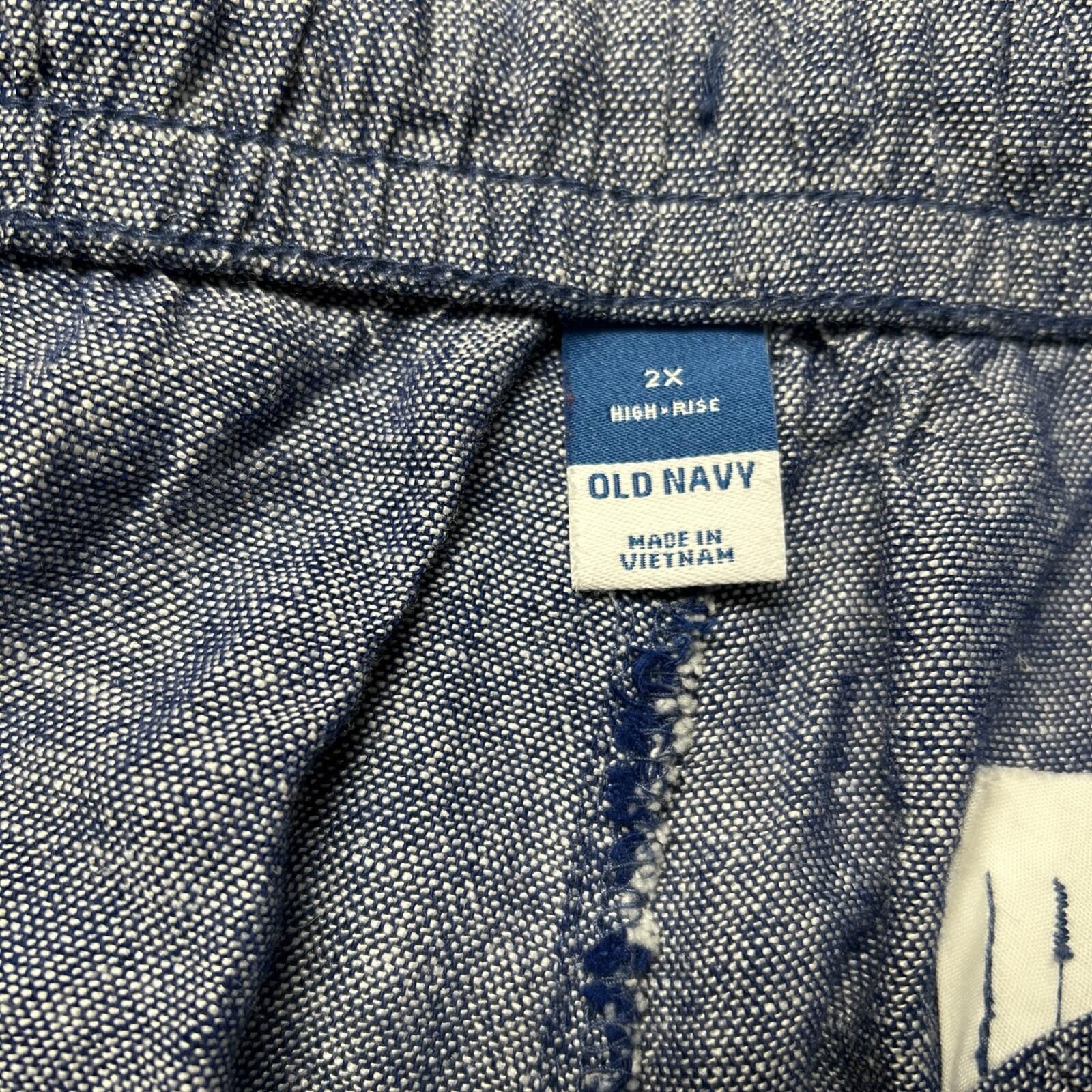 Old Navy Old Navy High Rise Linen Blend Shorts Elastic Casual 2X Blue Size 42" / US 20 - 5 Thumbnail