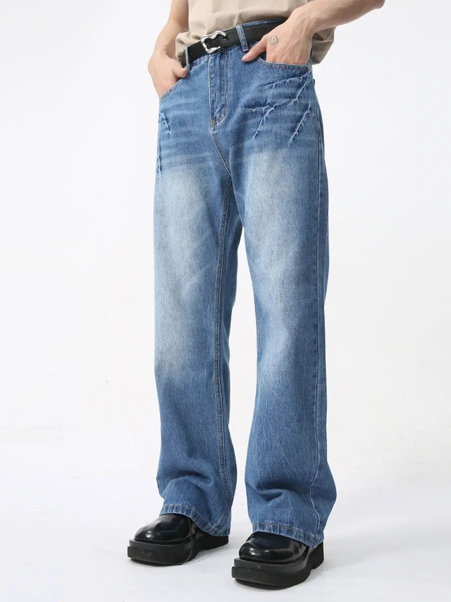 Japanese Brand Retro loose cracked micro flared jeans Size US 30 / EU 46 - 1 Thumbnail
