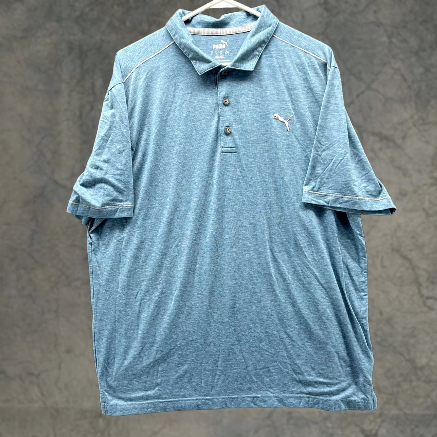 Puma Puma Shirt Mens Large Blue Heather Golf Polo Performance Short Sleeve Logo Polo Size US L / EU 52-54 / 3 - 1 Thumbnail