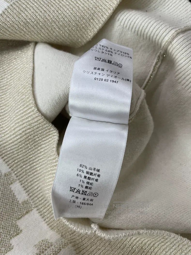 Dior Dior White gold checkered letter logo cashmere sweater Size XS / US 0-2 / IT 36-38 - 6 Thumbnail
