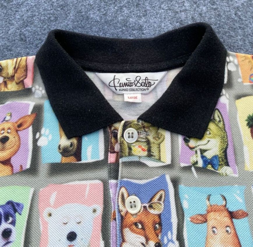 Japanese Brand Vintage Kunio Collection Dog Overprint Movie Polo Shirt Size US L / EU 52-54 / 3 - 11 Thumbnail