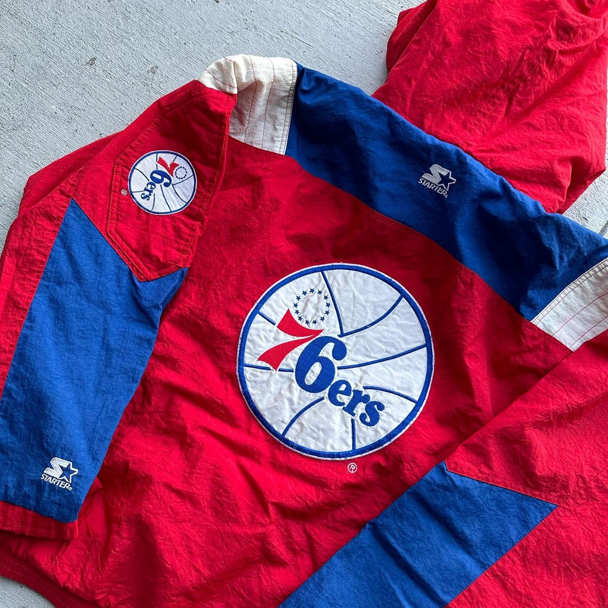 Starter Vintage 90s NBA Philadelphia 76ers Sixers Starter Pullover Size US XL / EU 56 / 4 - 1 Thumbnail
