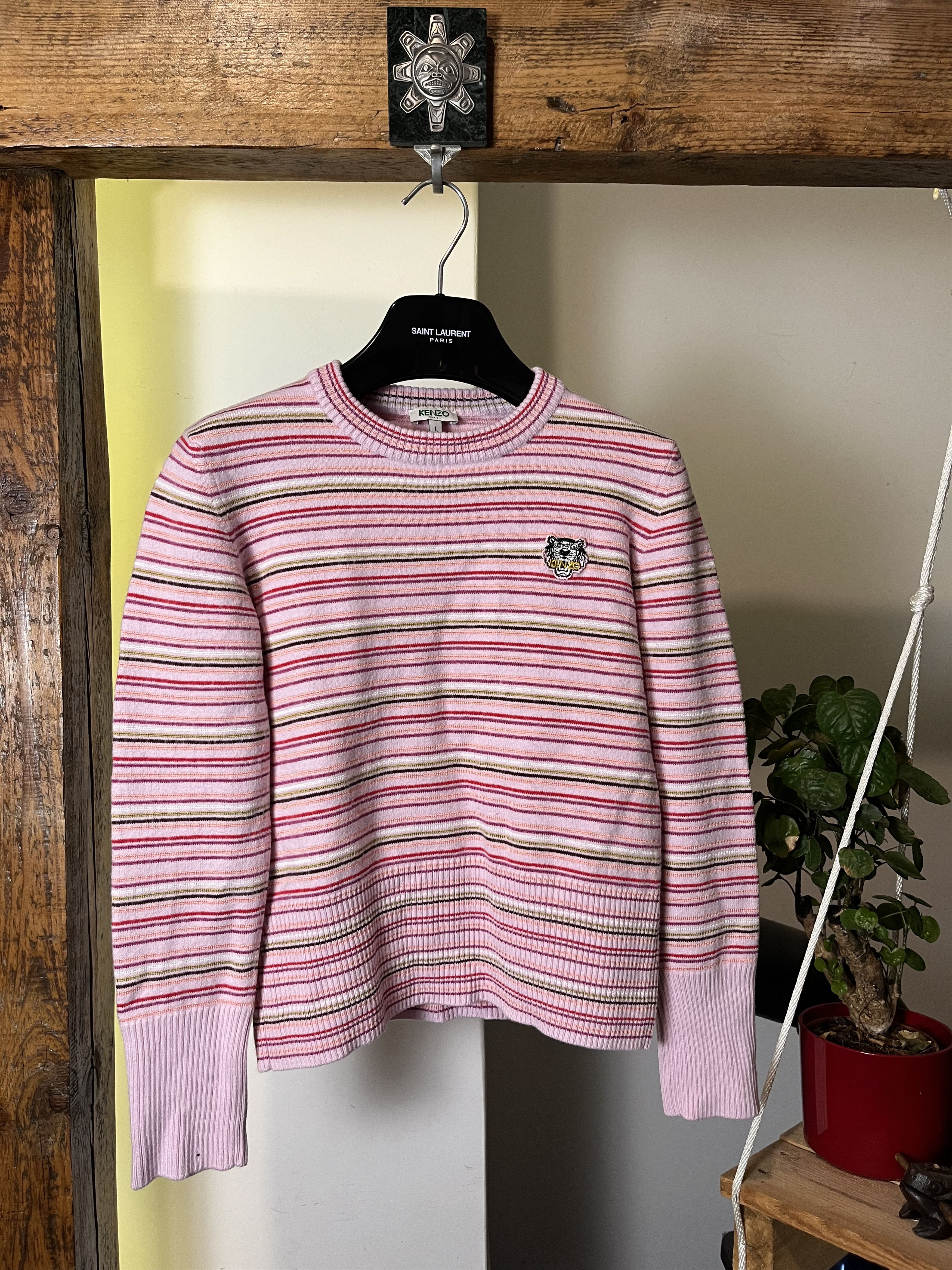 Designer × Japanese Brand × Kenzo Kenzo Wool Striped Sweater Knitt Tiger Logo Size L / US 10 / IT 46 - 1 Thumbnail