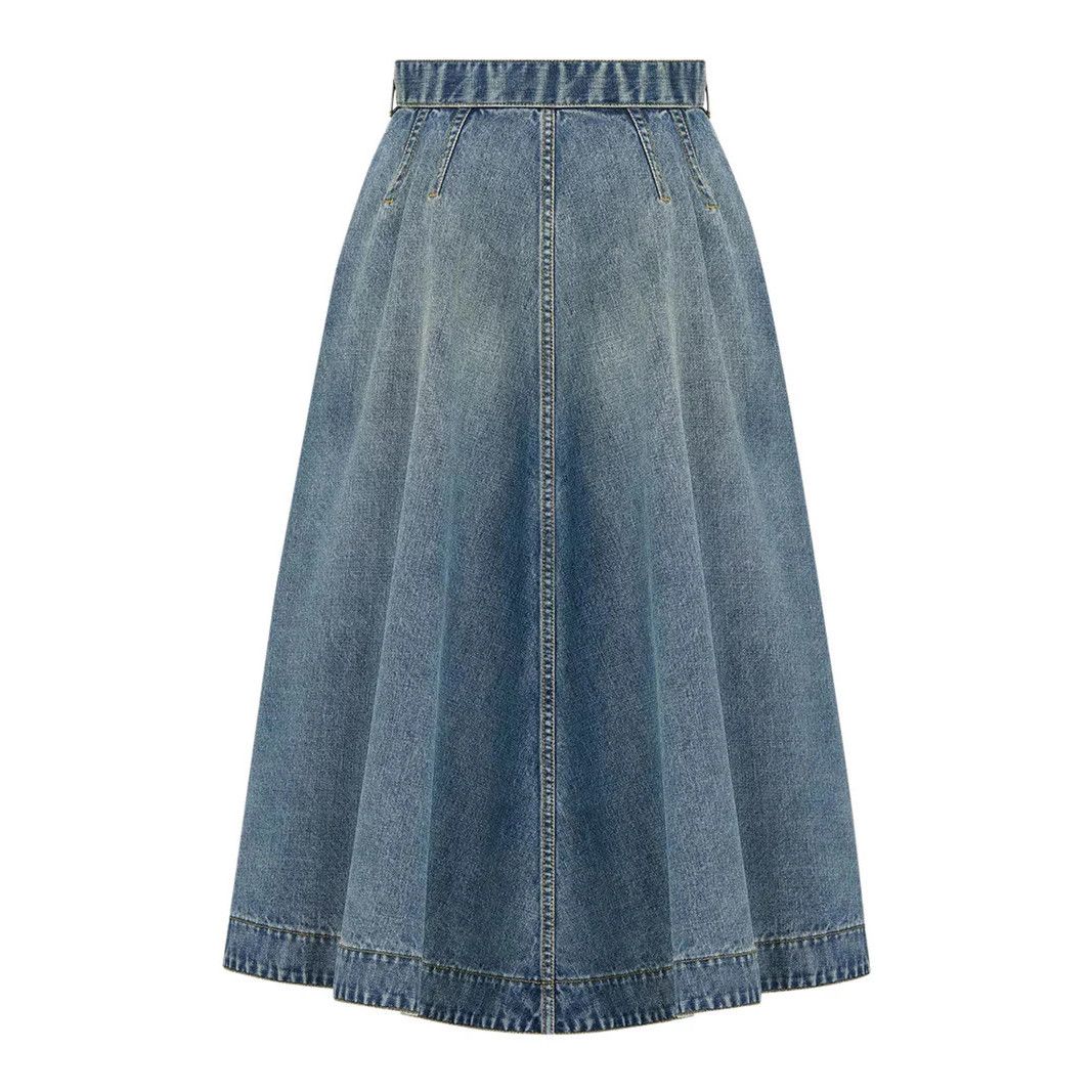 Dior DIOR $3400 Mid Length Flared Blue Skirt New & Authentic (Wom Size 26" / US 2 / IT 38 - 2 Thumbnail