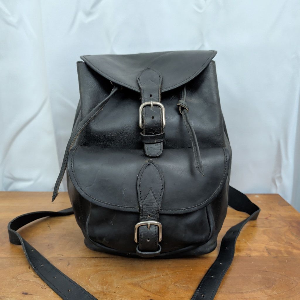 Vintage Vintage Heavy Leather Biker Saddlebag Style Backpack Size ONE SIZE - 7 Thumbnail