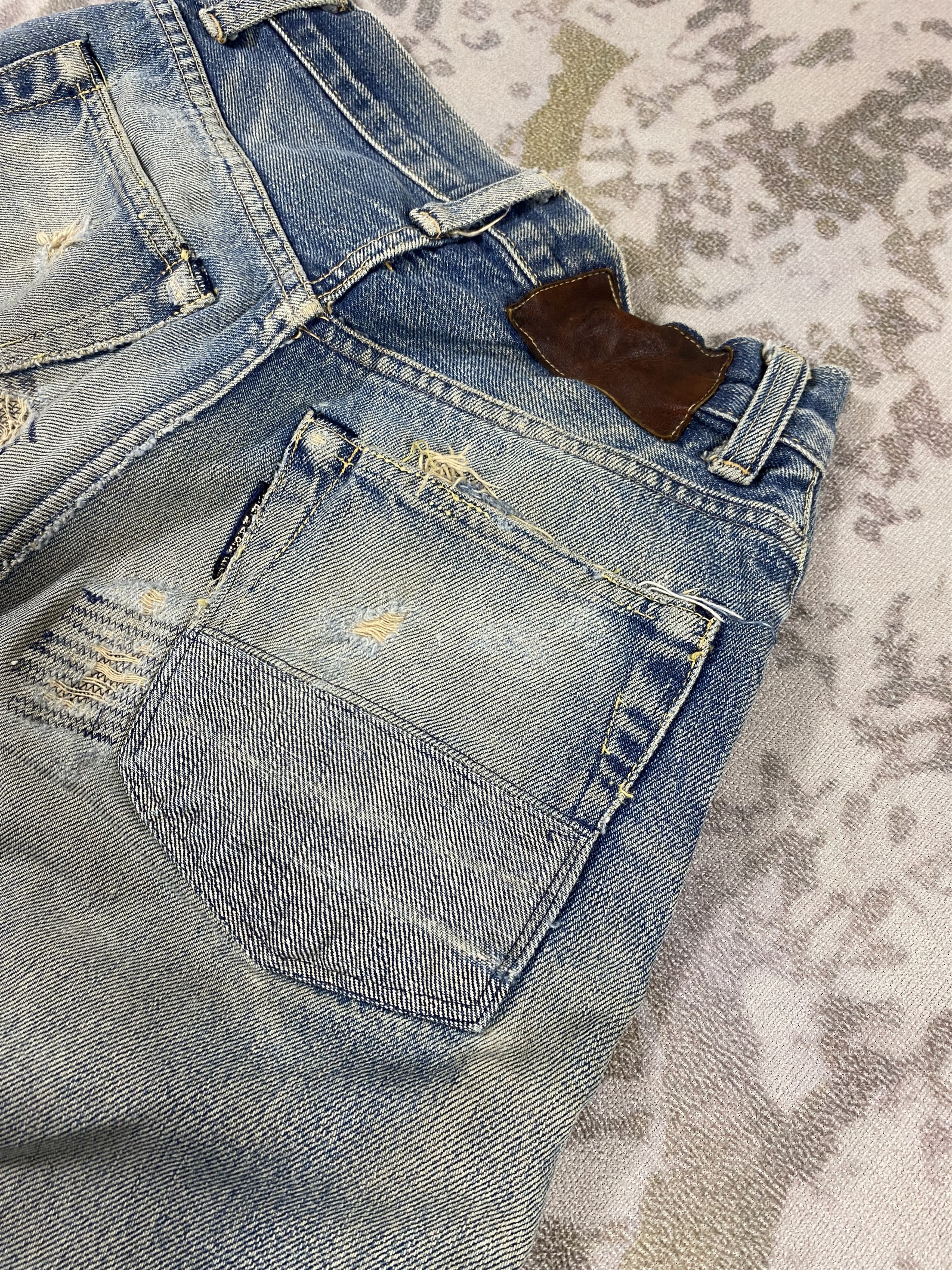 Japanese Brand Redline Distressed Vintage HR Market 24x30.5 Denim-JN3956 Size US 26 / EU 42 - 13 Thumbnail