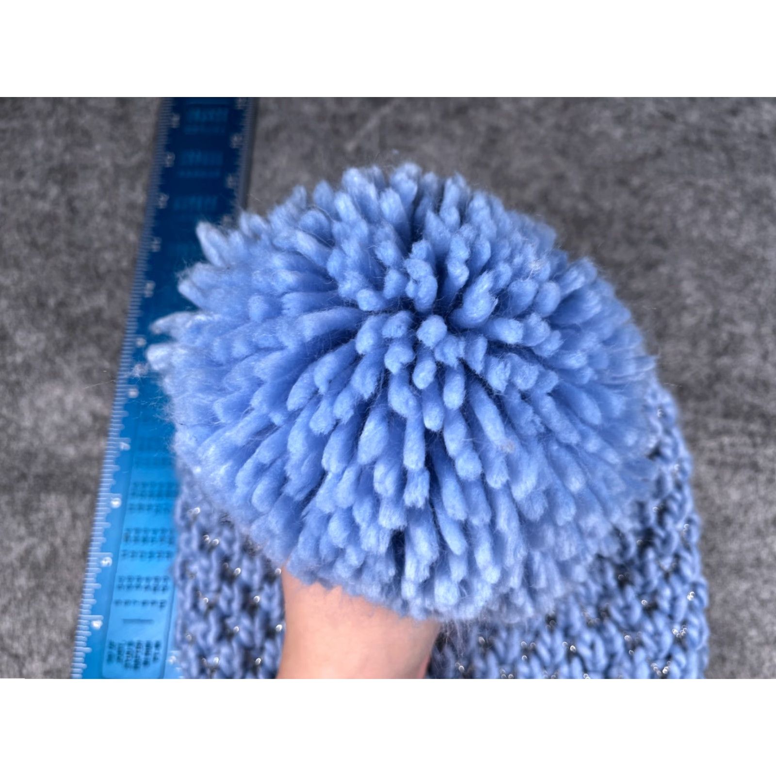 Vintage Mixit Beanie Toque Women One Size Blue Knit Acrylic Blend Sparkly Big Pom Ski Hat Womens Beanie Winter 90s Theme No Size ONE SIZE - 3 Thumbnail