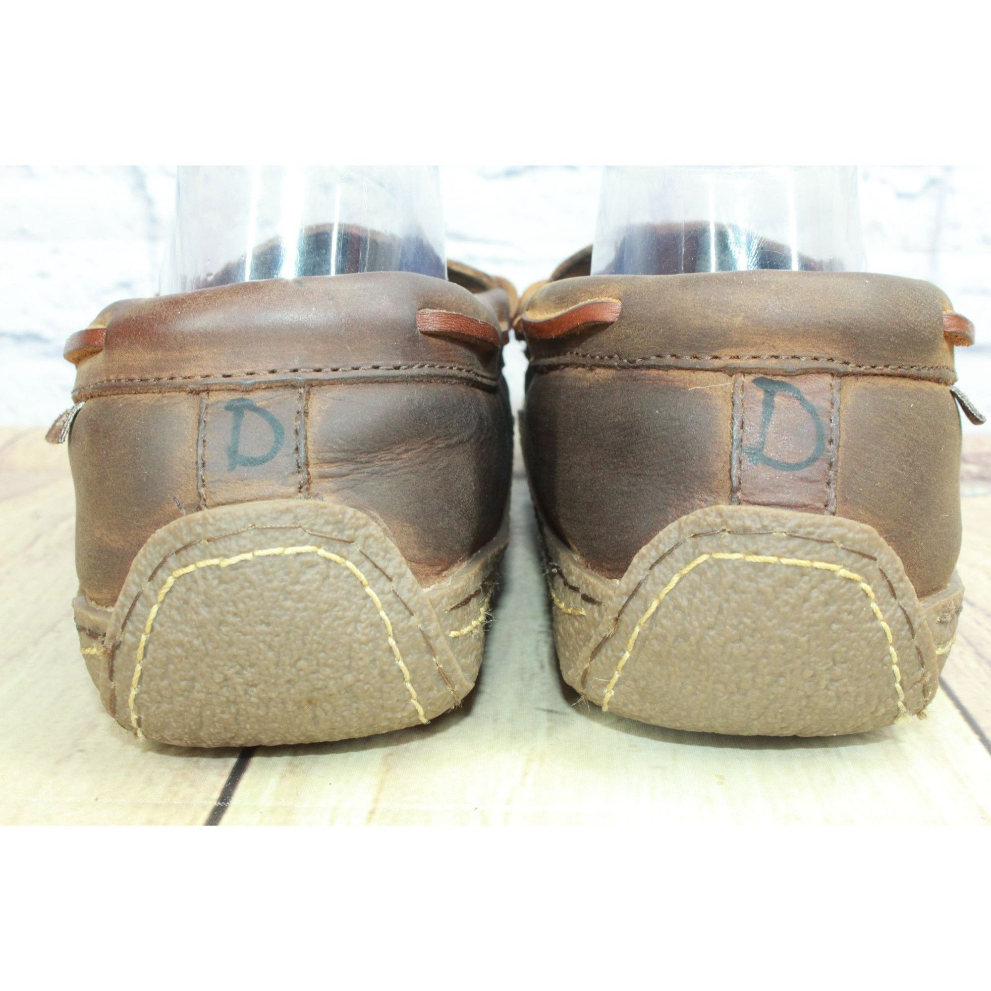 L.L. Bean LL Bean Men's Brown Leather Handsewn Flannel Lined Slippers Size US 10 / EU 43 - 7 Thumbnail