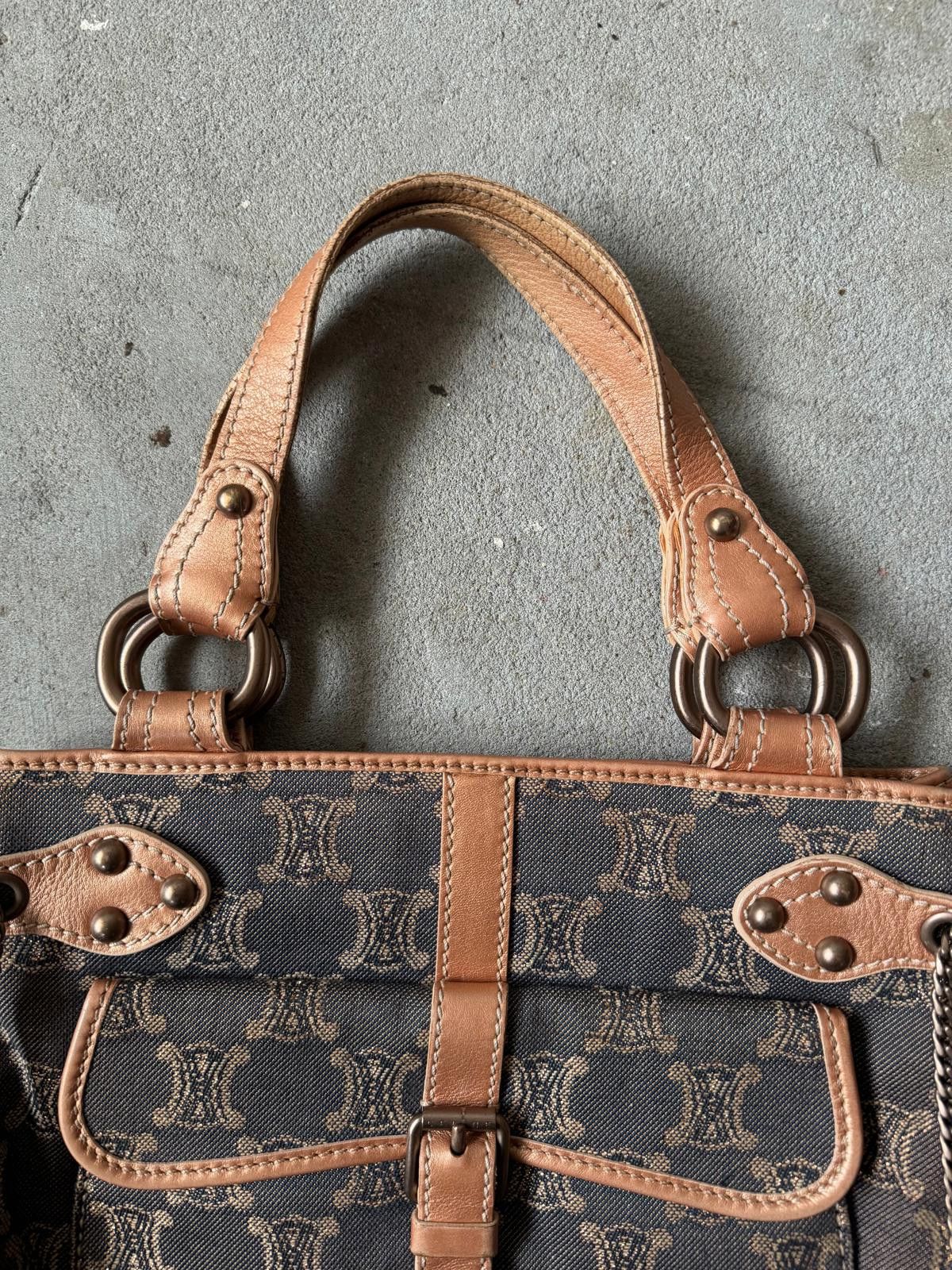 Celine Celine Macadam Denim Chain Shoulder Bag Navy/Beige Size ONE SIZE - 3 Thumbnail
