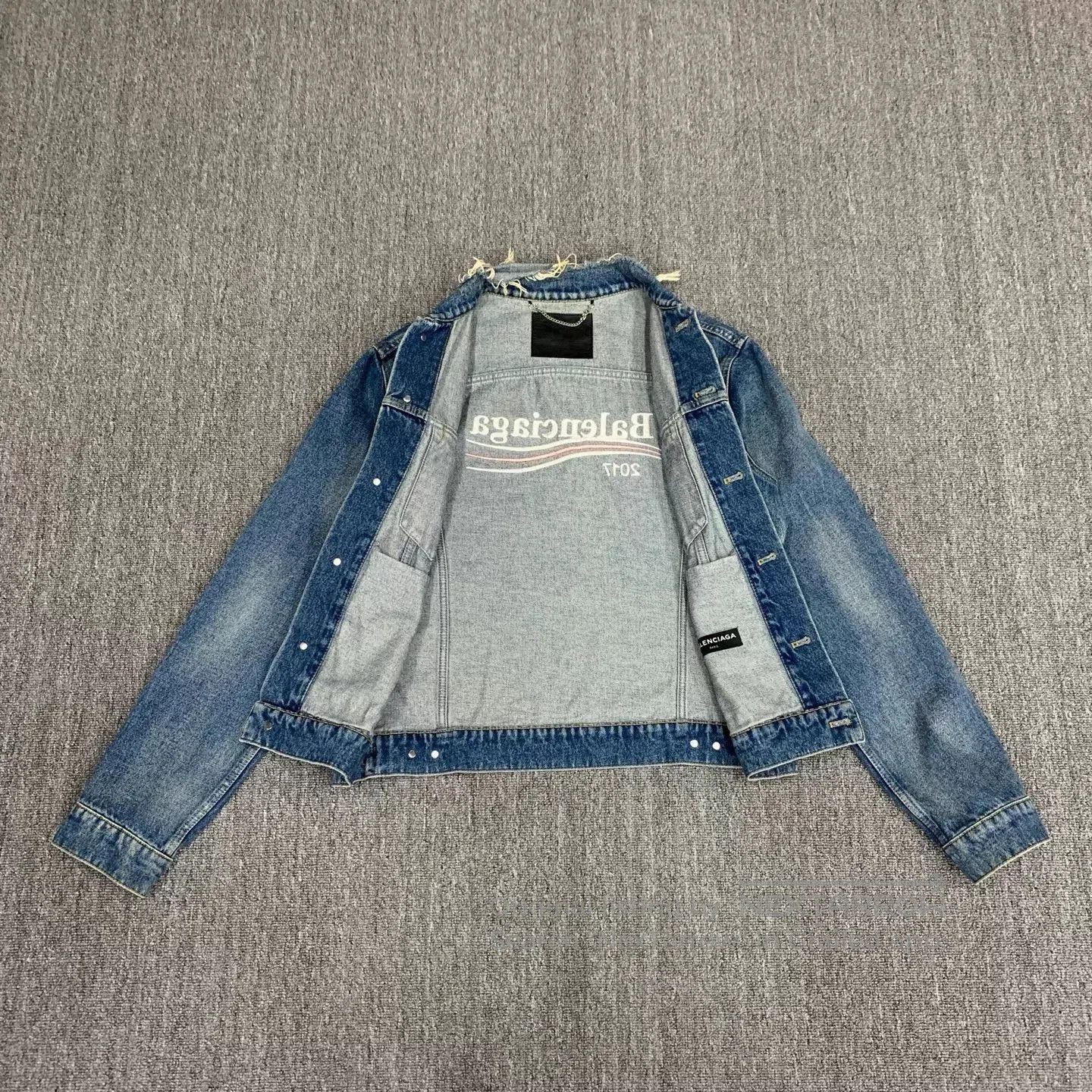 Balenciaga Blue Denim Jacket with Button Front. Size US S / EU 44-46 / 1 - 7 Thumbnail