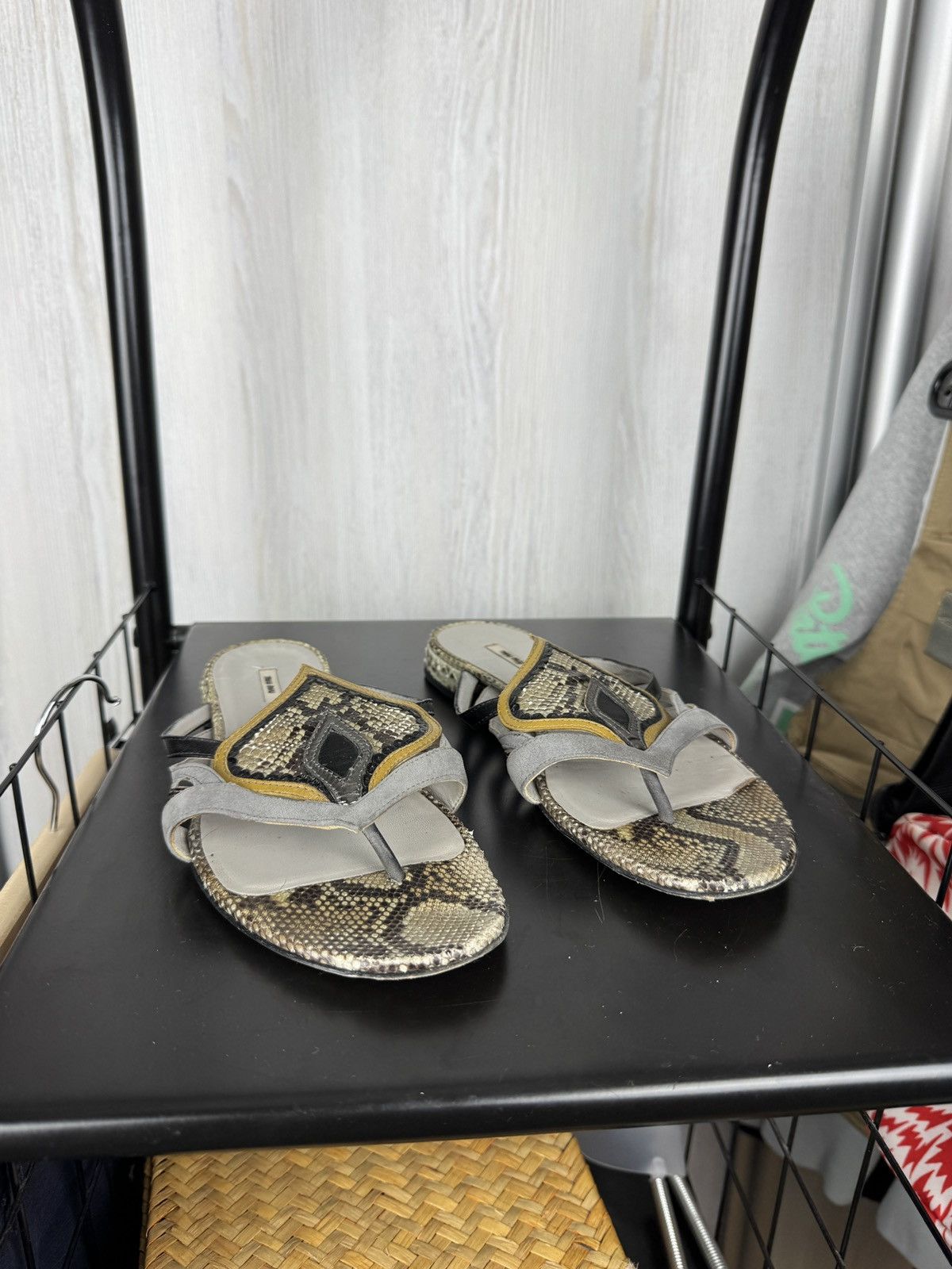 Miu Miu Miu Miu Lizard snake leather and suede sandals mules Sz 37 Size US 7 / IT 37 - 6 Thumbnail