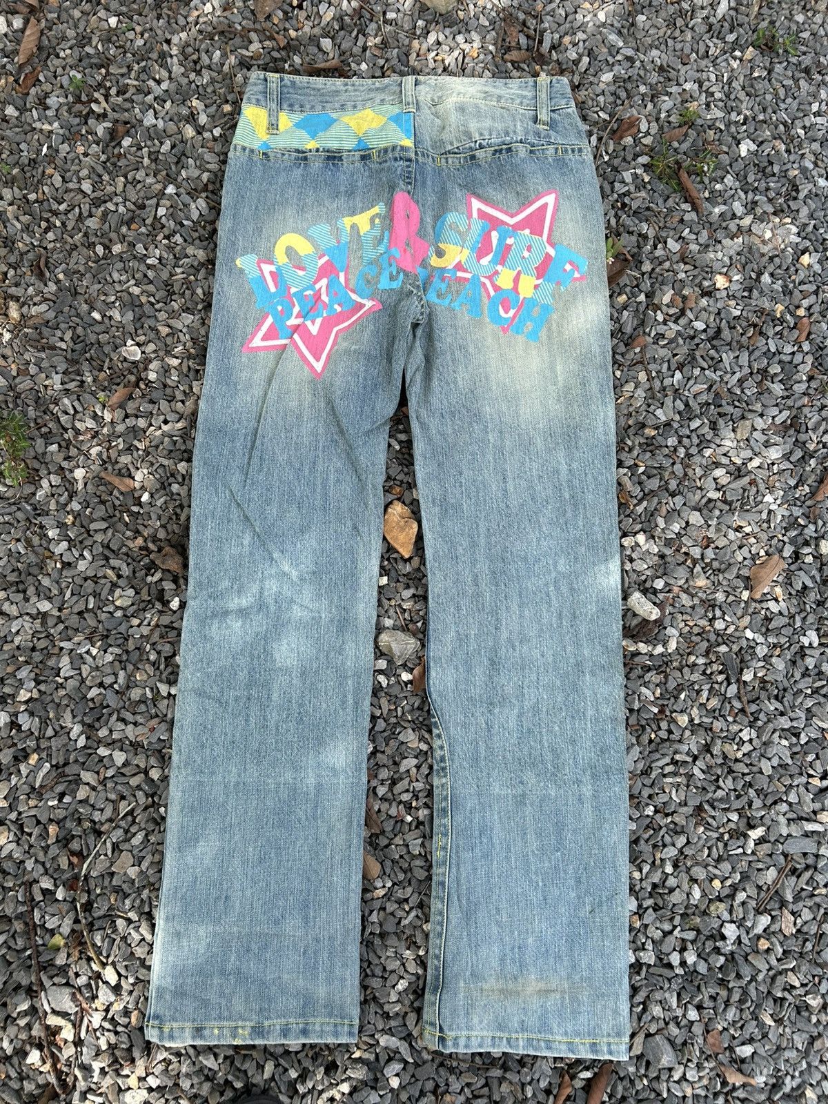 Kapital CLONE DEVGRU DAICOCK LOVE PEACE SURF BEACH DENIM JEANS RARE🎌 Size US 32 / EU 48 - 9 Thumbnail