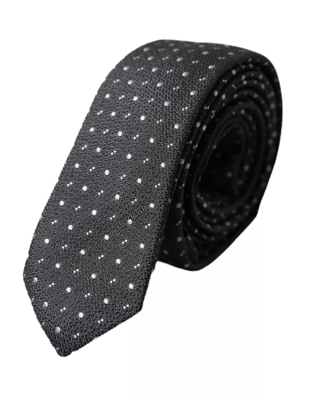 Dolce & Gabbana Black Polka Dot Silk Adjustable Men Men's Tie Size ONE SIZE - 1 Thumbnail