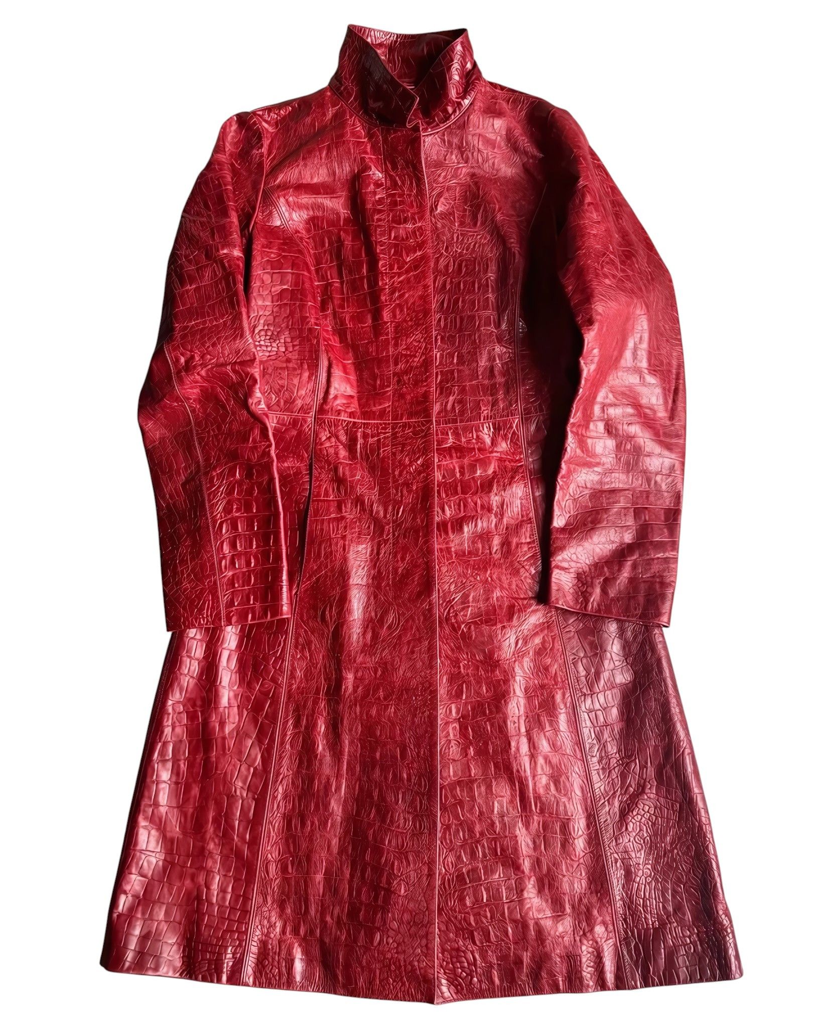 Roberto Cavalli F/W 2000 RUNWAY CROCODILE EMBOSSED LEATHER COAT Size S / US 4 / IT 40 - 3 Thumbnail