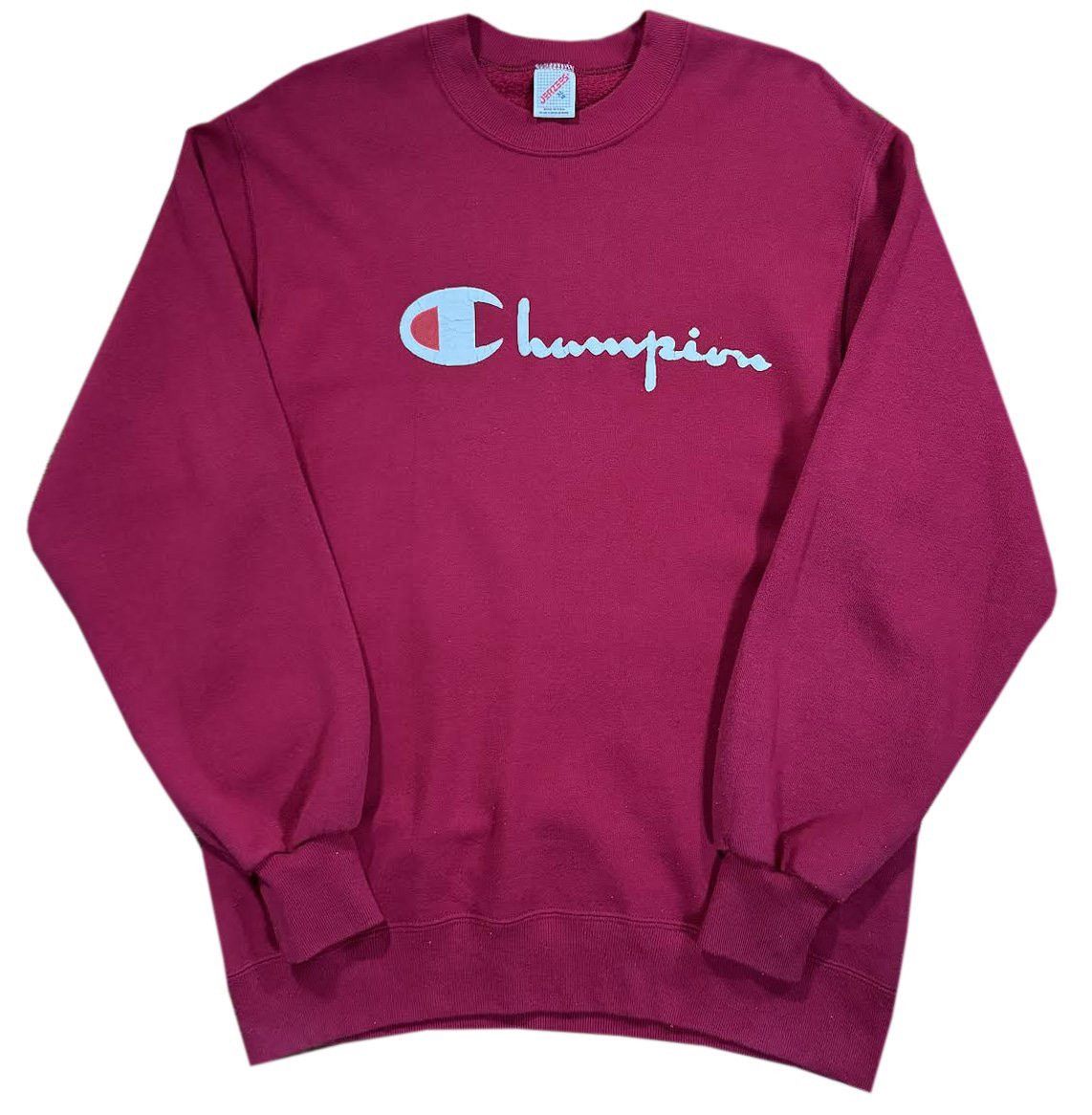 Champion Vintage Bootleg Champion Spell Out Burgundy Sweatshirt XL Size US XL / EU 56 / 4 - 1 Thumbnail