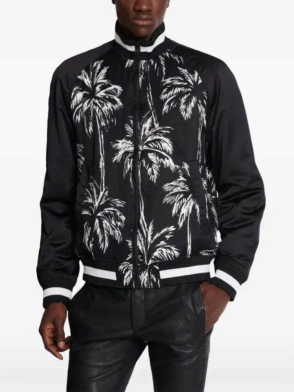 Balmain o1s1wg111025 Palm Tree Print Bomber Jacket in Black Size US S / EU 44-46 / 1 - 3 Thumbnail