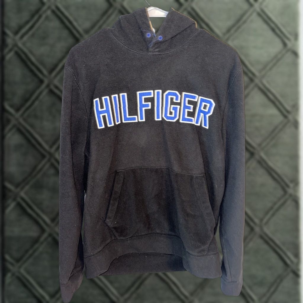 Tommy Hilfiger Tommy Hilfiger Fleece Hoodie Men's M Black Pullover Logo Pocket Breathable Hooded Regular Size US M / EU 48-50 / 2 - 1 Thumbnail