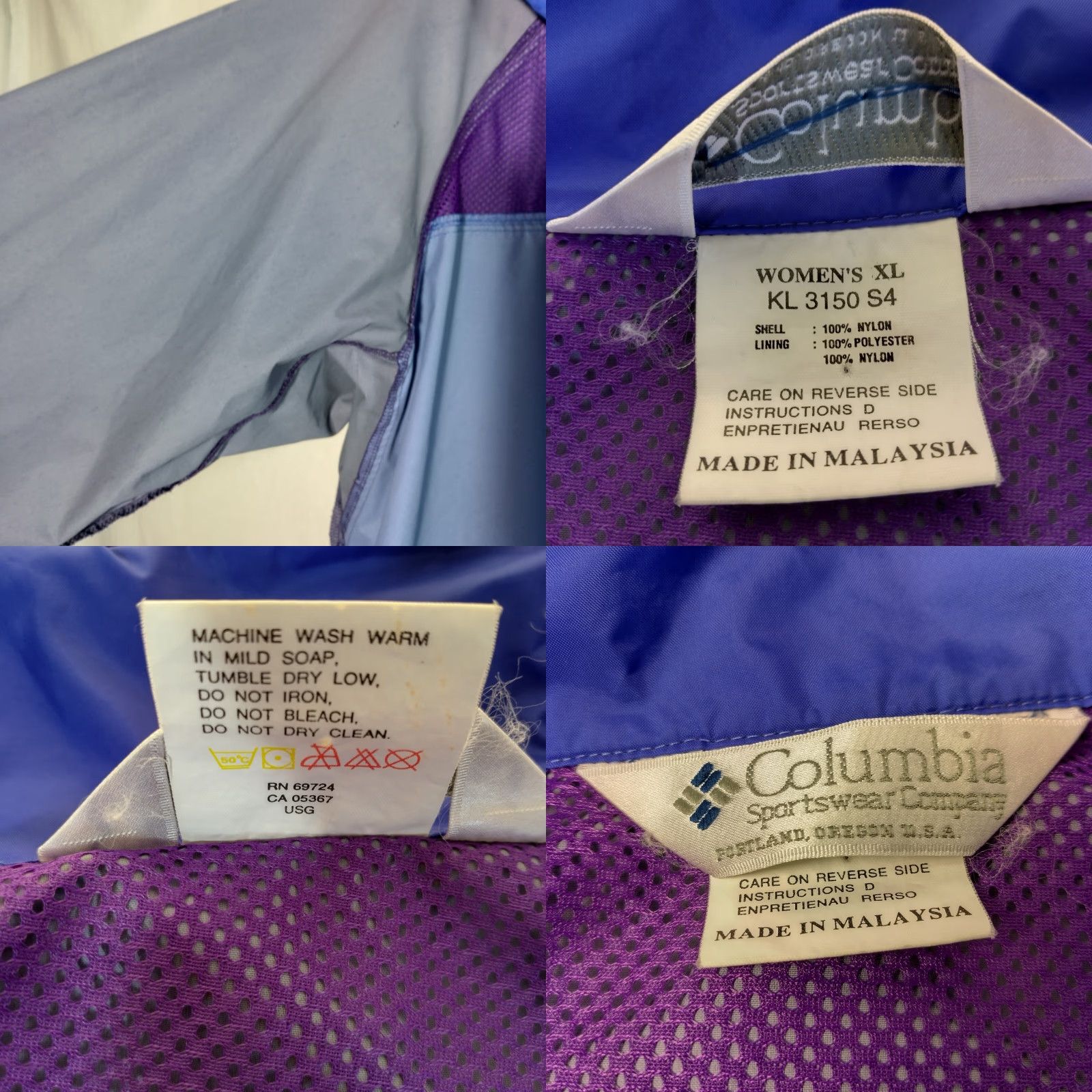 Vintage VINTAGE Columbia Windbreaker Jacket Women XL Blue Purple Hooded Outdoors Nylon READ Size XL / US 12-14 / IT 48-50 - 9 Thumbnail
