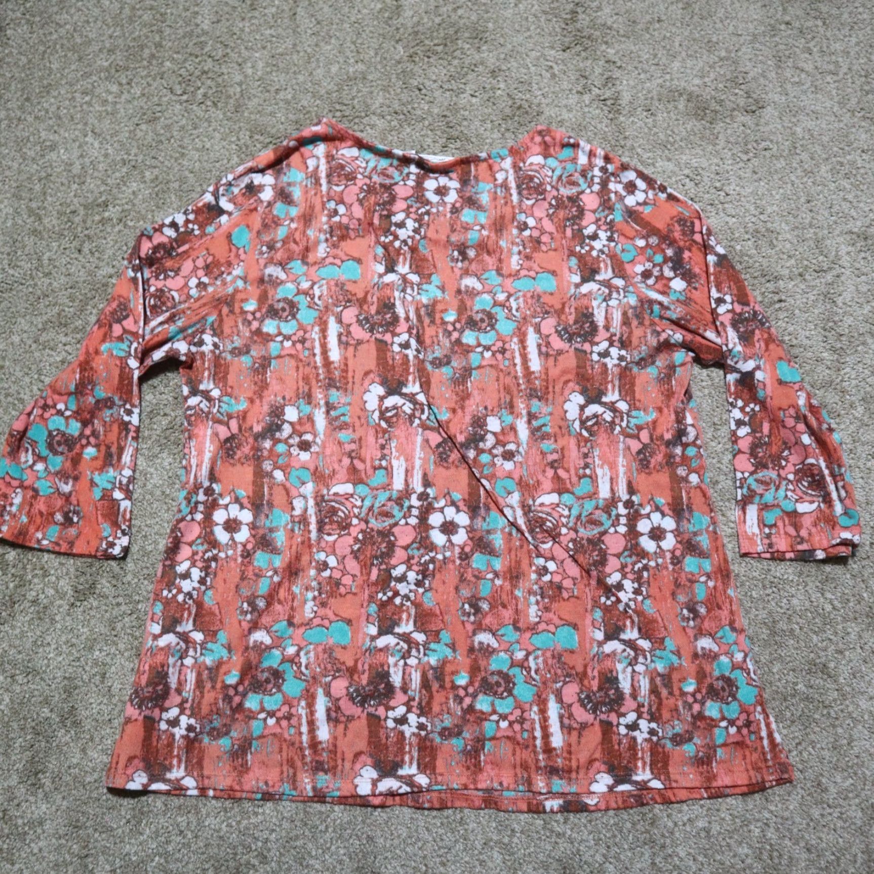 Vintage VINTAGE Kim Rogers Floral Blouse Shirt Petite Women's Cotton 3/4 Sleeve Casual Fall Spring Summer Winter Size XL / US 12-14 / IT 48-50 - 8 Thumbnail