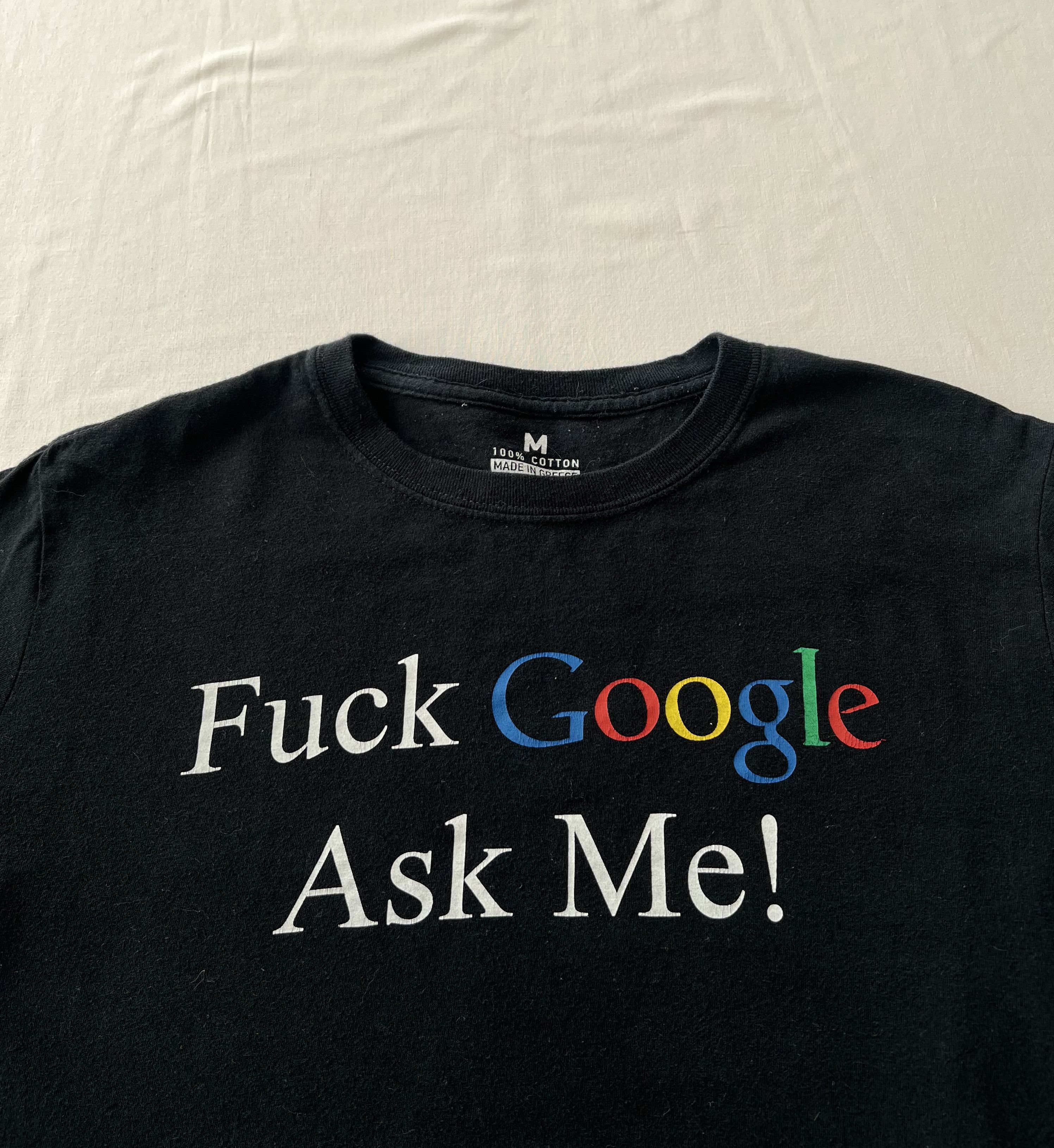 Vintage Vintage 2000s Fuck Google Ask Me! Humor Black T-shirt Size US M / EU 48-50 / 2 - 4 Thumbnail