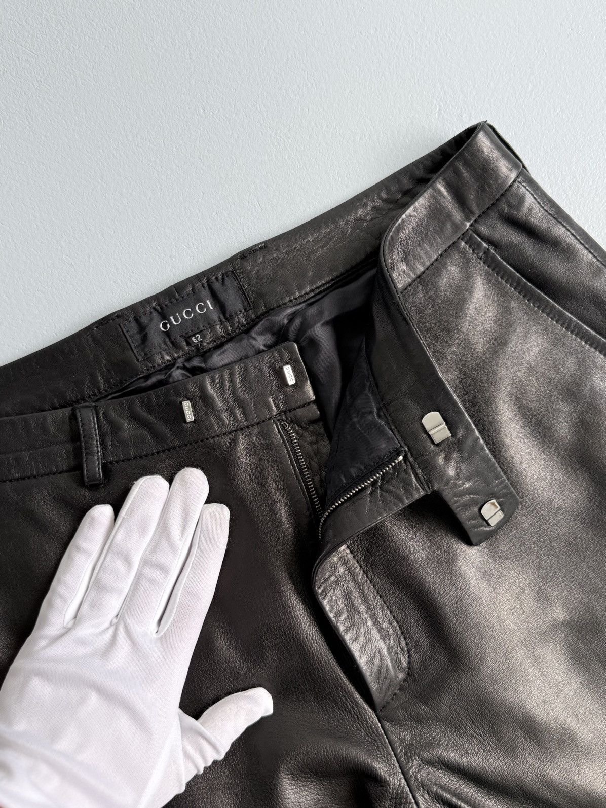 Gucci Gucci Tom Ford Era Dark Brown Black Lambskin Leather Pants Size US 35 - 12 Thumbnail