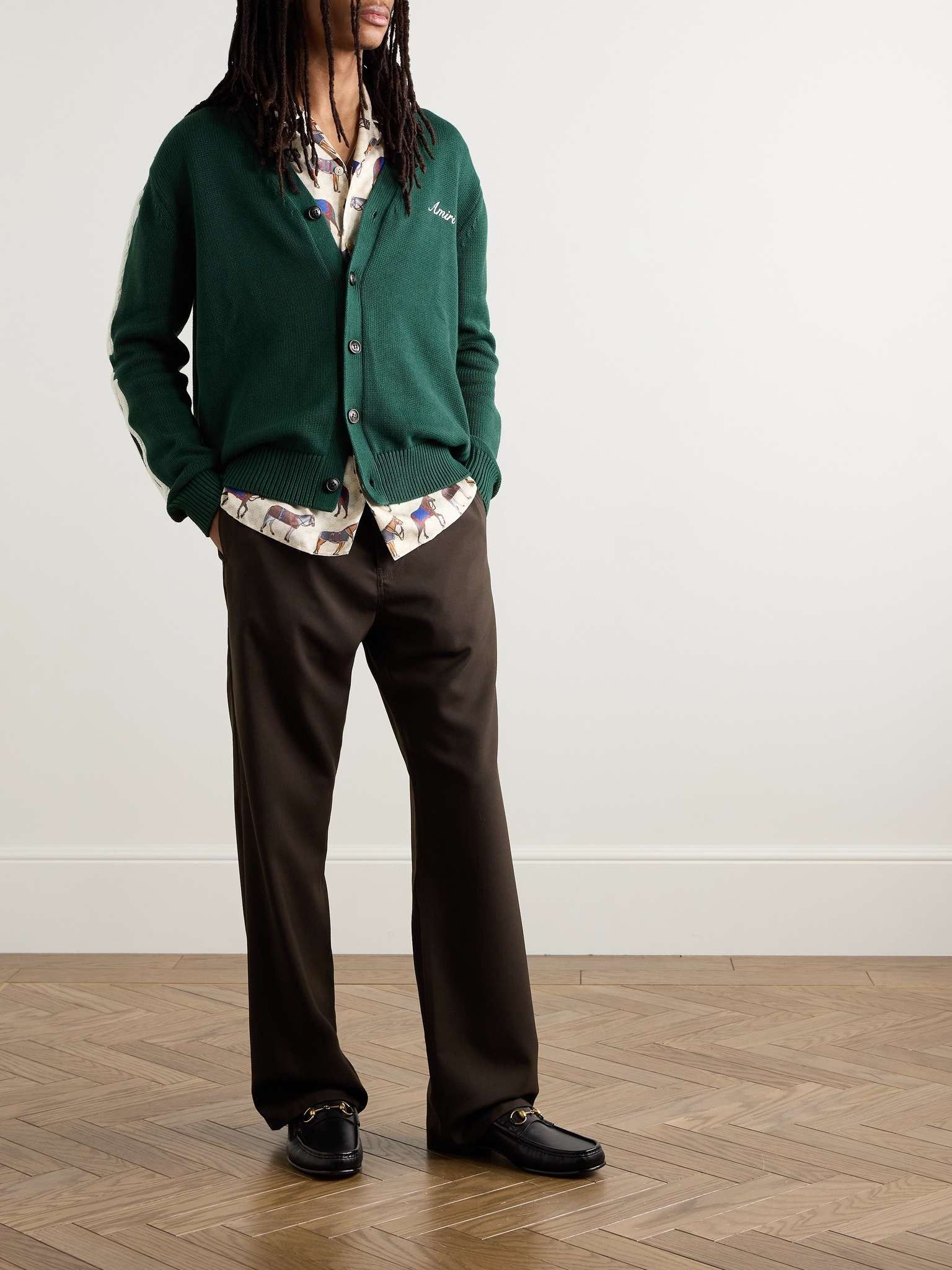 Amiri o1s1wg110326 Bones Logo Cardigan in Green Size US M / EU 48-50 / 2 - 2 Thumbnail