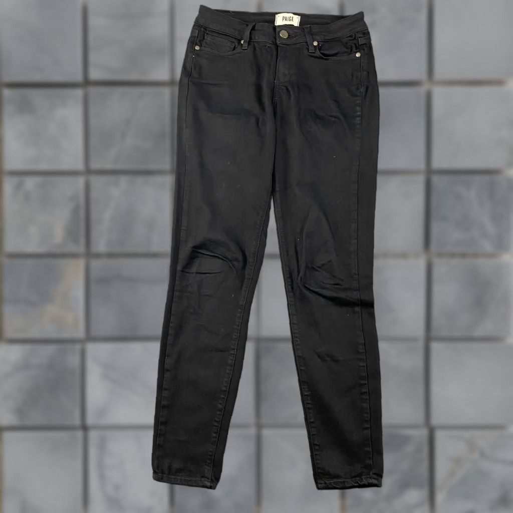 Paige Paige Verdugo Jeans Womens 26 Black Mid Rise Stretch Denim USA Made Ultra Skinny Size 26" / US 2 / IT 38 - 1 Thumbnail