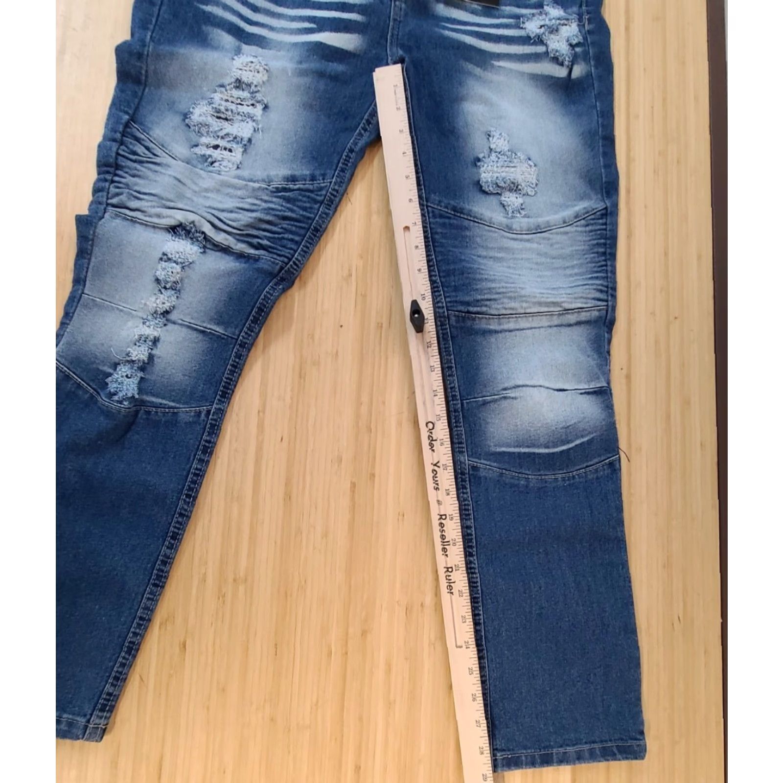 Denime GS-115 Premium Denim Jeans Pants Mens Size 34 X 30 Stretch Blue Distressed Jeans Distressed Blue XS? Size US 34 / EU 50 - 5 Thumbnail