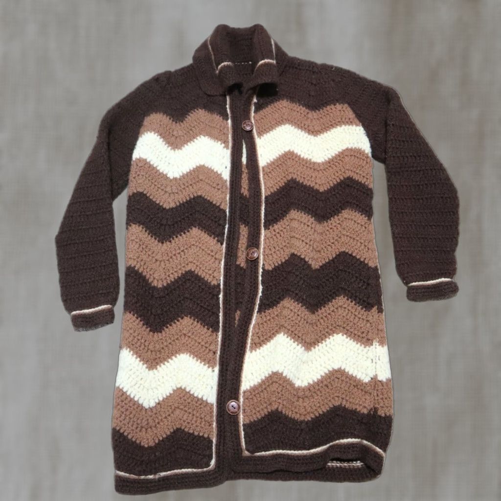 MadeMe Brown Homemade Knitted Cardigan Sweater Women's Medium Size Size M / US 6-8 / IT 42-44 - 1 Thumbnail