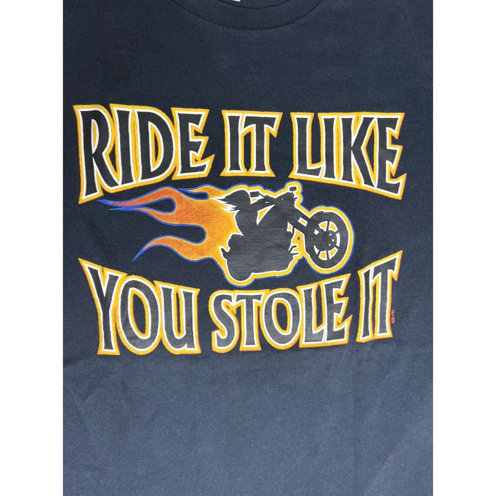 Vintage VINTAGE Biker T-Shirt Ride it Like You Stole It XL Men Black 90s Motorcycle Shirt Womens/Mens Size US XL / EU 56 / 4 - 2 Thumbnail