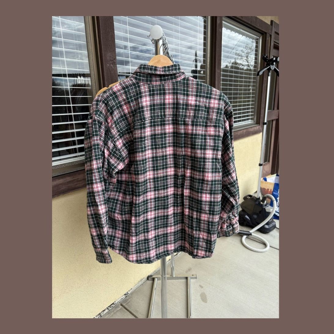 Gap × Vintage VTG Flannel Shirt | GAP Plaid Green Pink | 90s Prep Classic Size US L / EU 52-54 / 3 - 1 Thumbnail