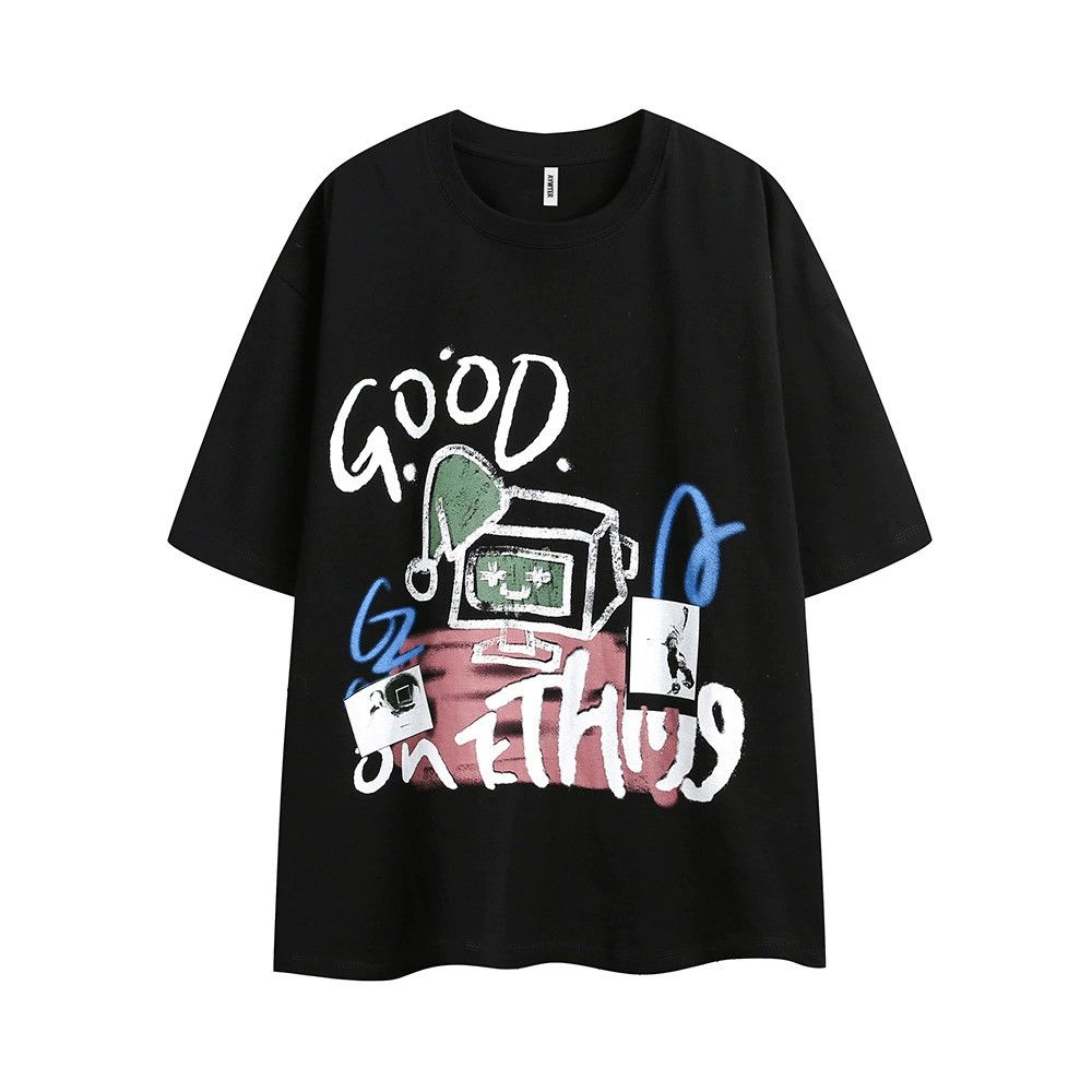 Vintage Men's American style loose cartoon graffiti print T-shirt Size US M / EU 48-50 / 2 - 1 Thumbnail