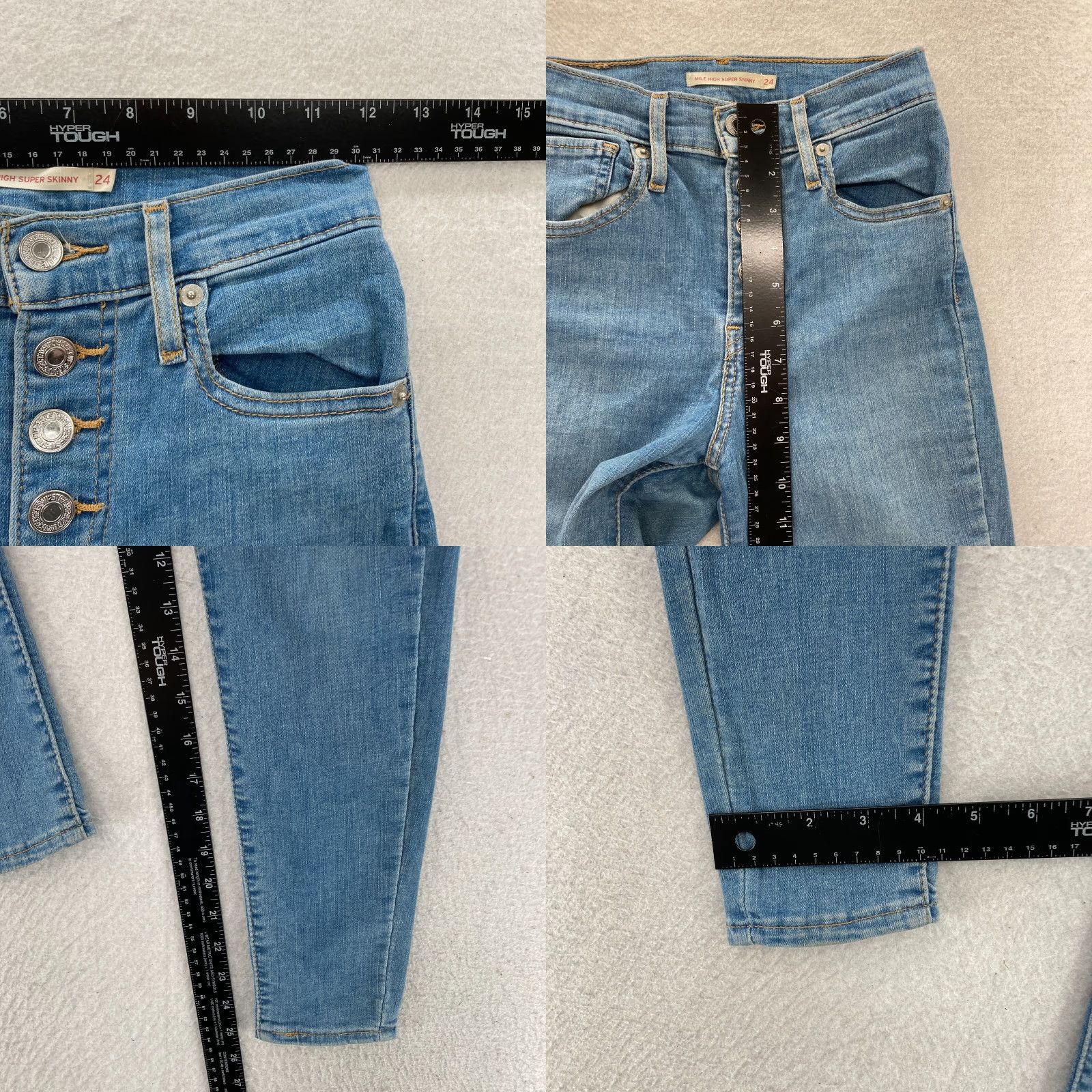 Levi's Levi's Mile High Super Skinny Jeans Women's 24 Blue Denim Button Fly Stretch Slim 5-Pocket Modern Casual Size 42" / US 20 - 8 Thumbnail