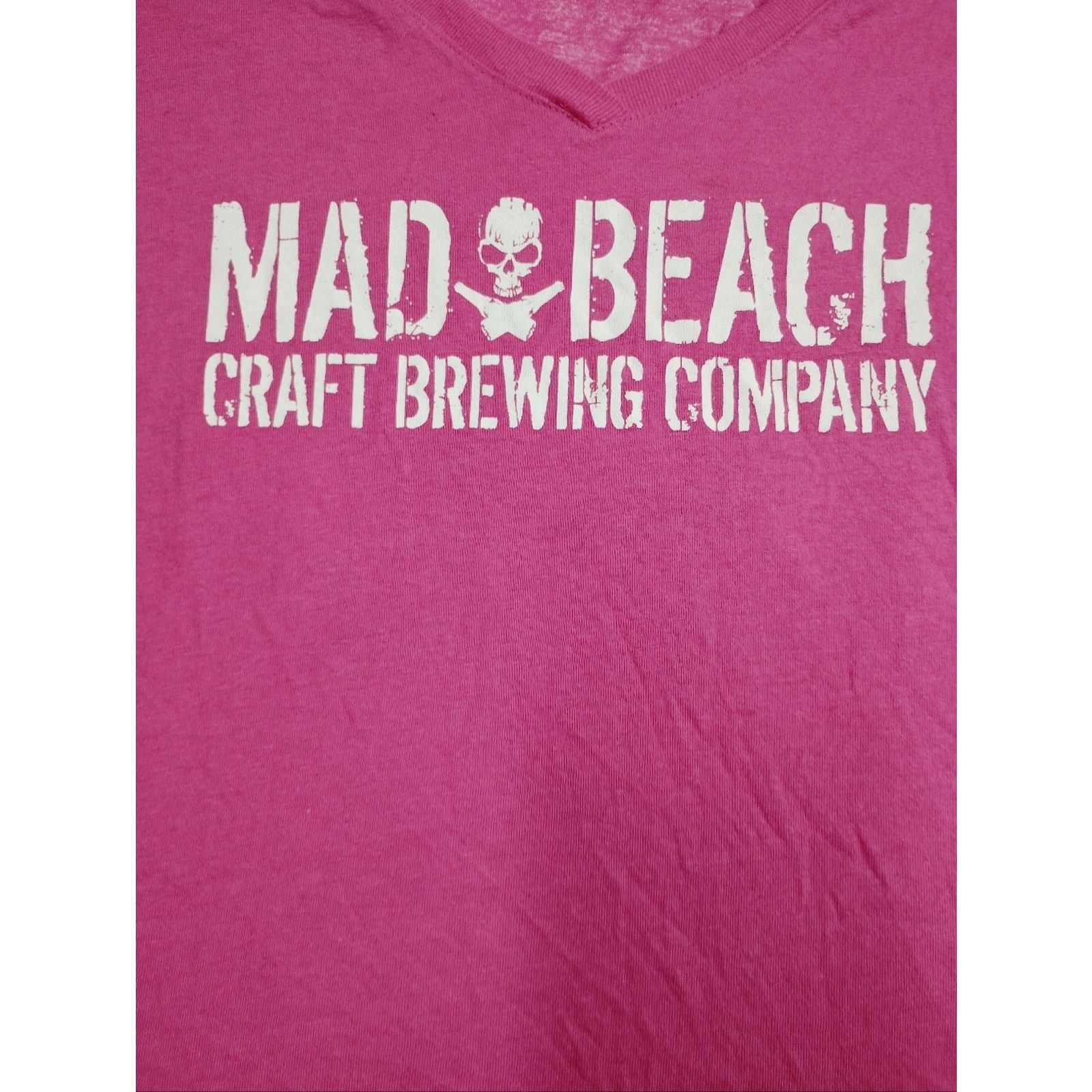 Next Level Apparel Mad Beach Craft Brewing Company Pink V-Neck Tee Size S / US 4 / IT 40 - 2 Thumbnail