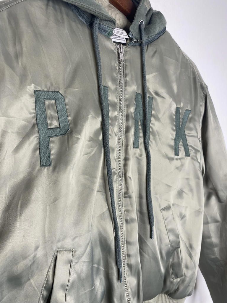 Pink Y2K Green PINK By Victoria's Secret Satin Bomber Jacket XS Size XS / US 0-2 / IT 36-38 - 4 Thumbnail
