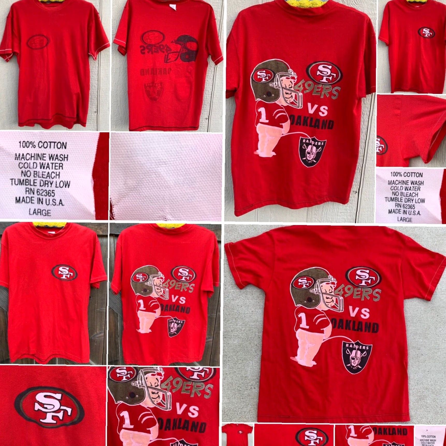 Vintage VINTAGE 49ERS VS RAIDERS Rivalry T Shirt Men L Red 100% Cotton Made in USA Graphic Tee San Francisco Oakland Football Humour (Humor) / Novelty Size US L / EU 52-54 / 3 - 3 Thumbnail