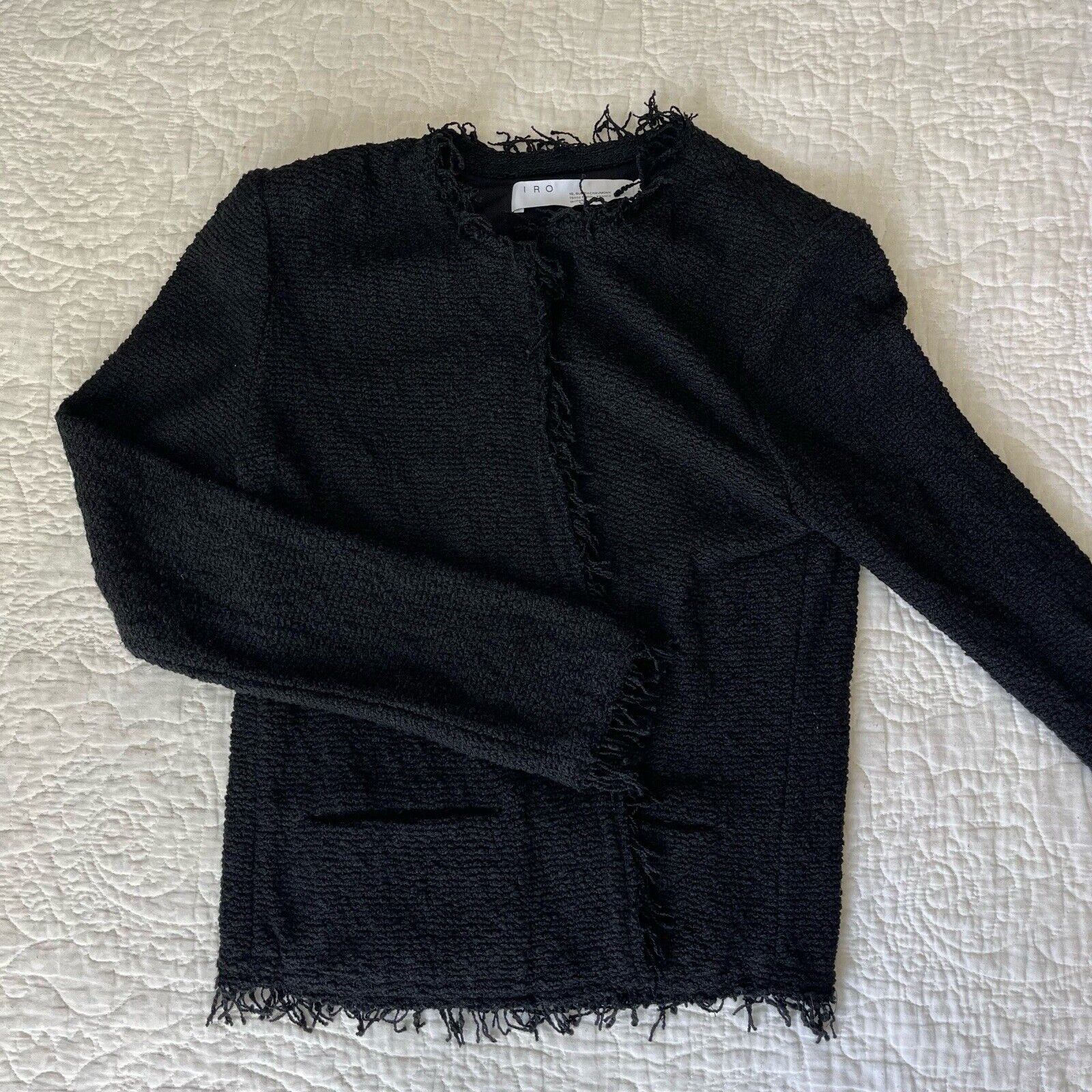 Iro Iro Paris Womens Shavani Jacket Classic Black Cotton Fringe Size XXS / US 00 / IT 34 - 5 Thumbnail