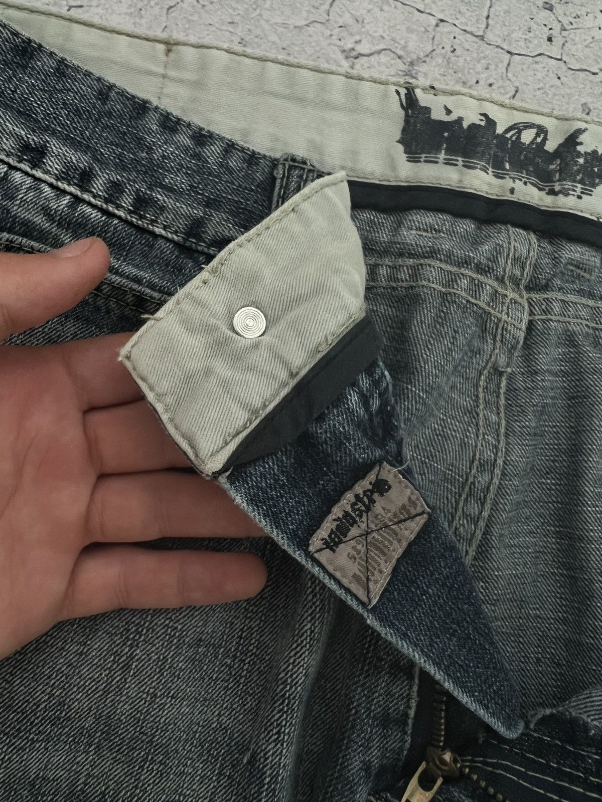 Japanese Brand DISTRESSED DENIM VINTAGE PANTS FADED DIRTY CRASHED OPIUM Size US 34 / EU 50 - 8 Thumbnail